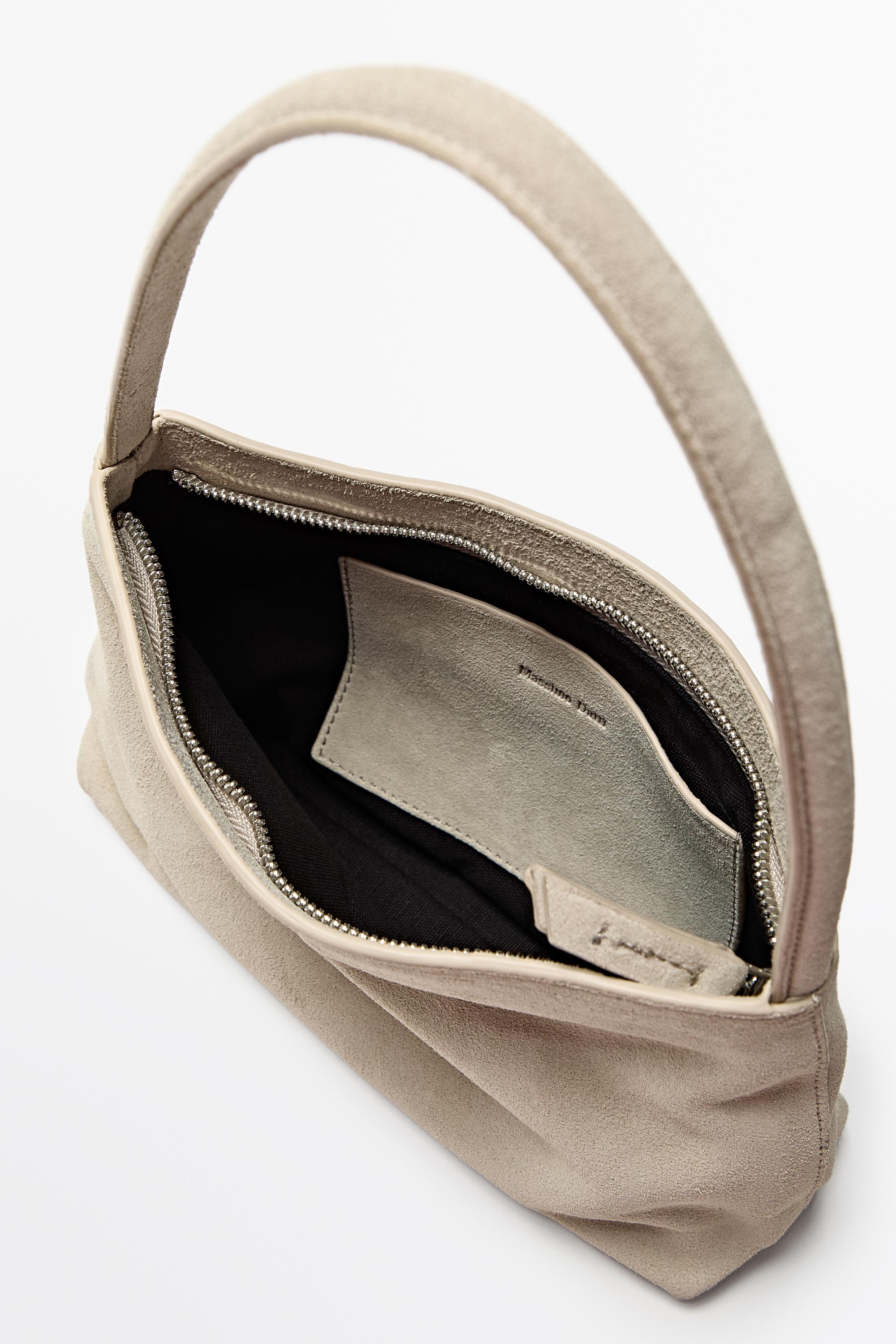 Split suede leather shoulder bag — Ecru