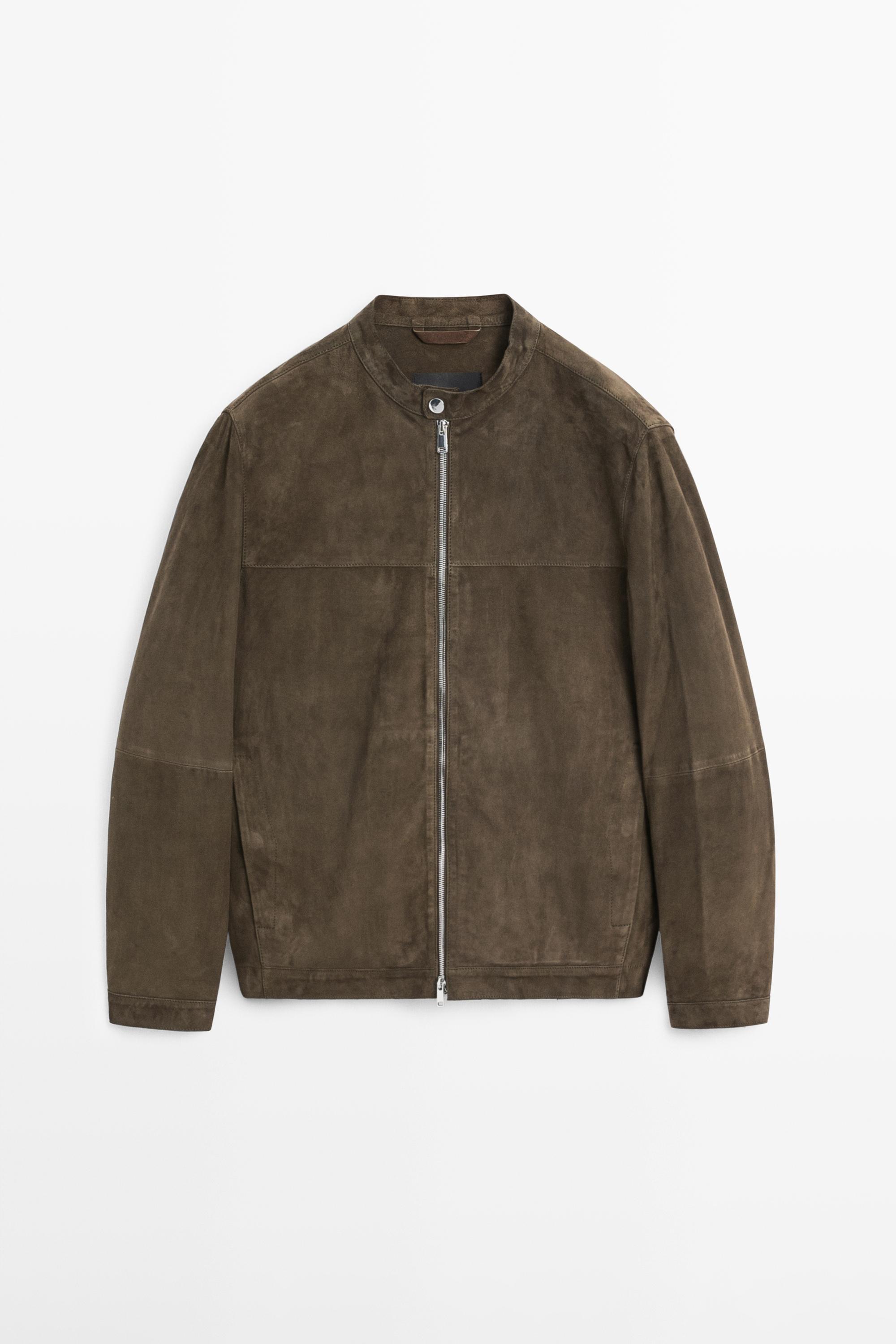 Suede leather jacket — KHAKI