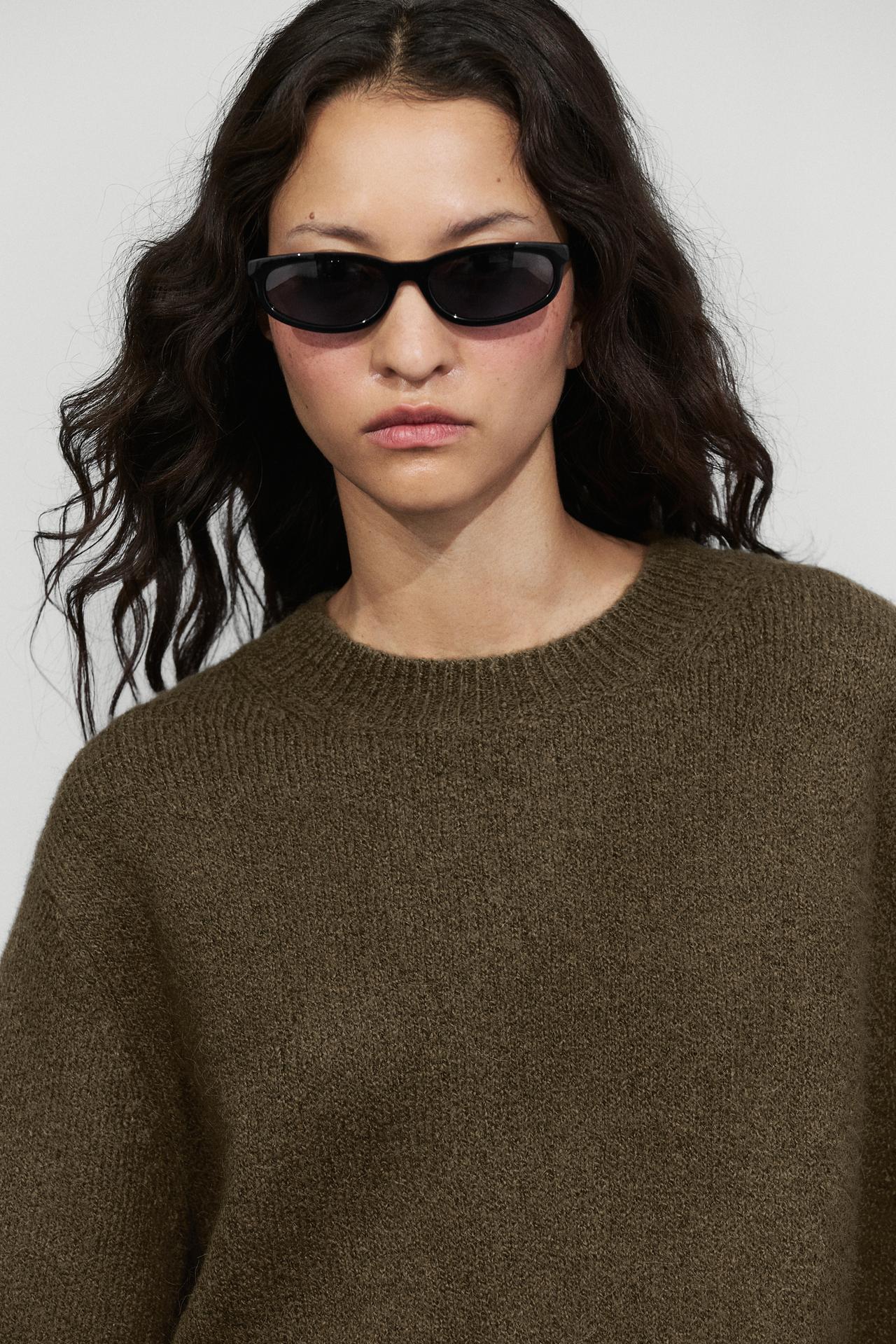 Oversize short sleeve knit sweater — GREENISH