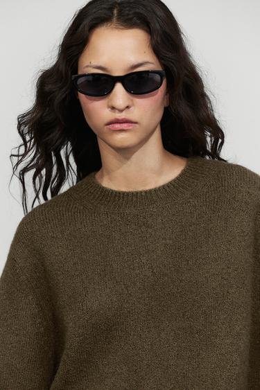 Oversize short sleeve knit sweater — GREENISH 8