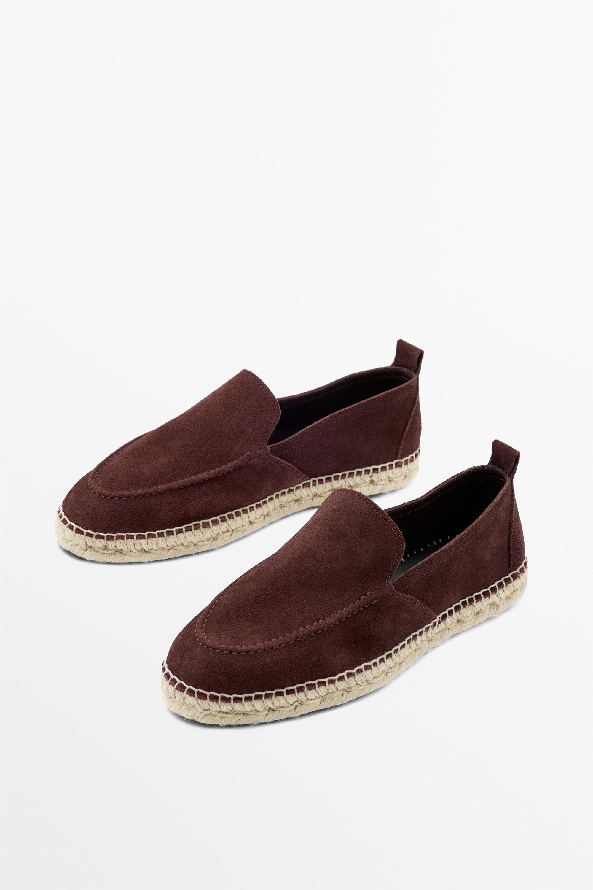 Leather espadrilles with moc toe — BURGUNDY