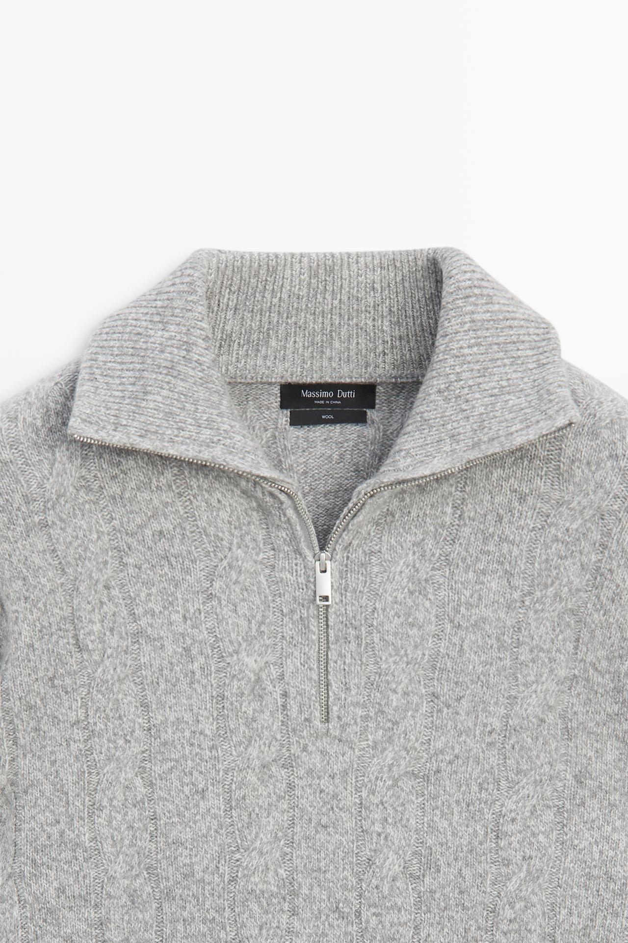 100% wool cable-knit sweater — ANTHRACITE GREY