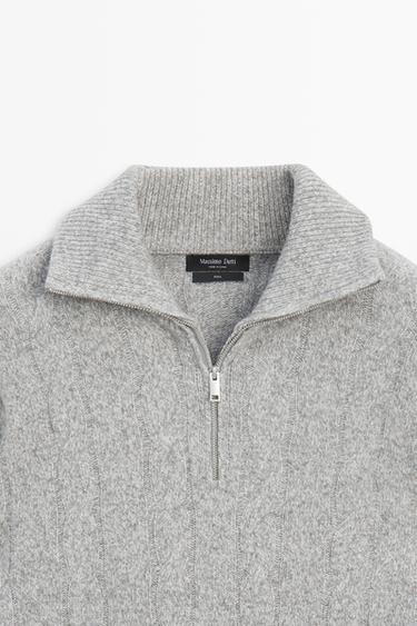 100% wool cable-knit sweater — ANTHRACITE GREY 9
