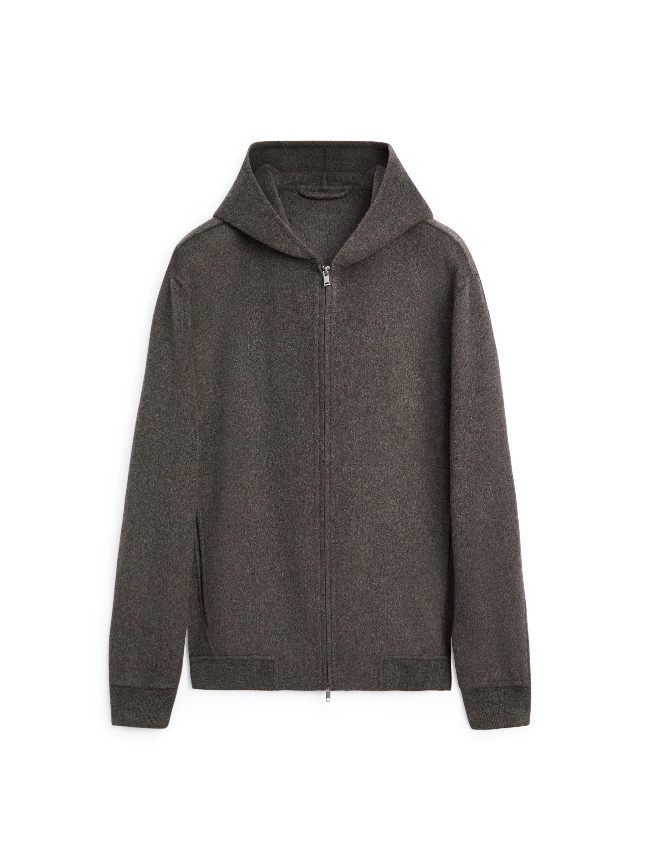 Wool blend double fabric hooded jacket — MINK
