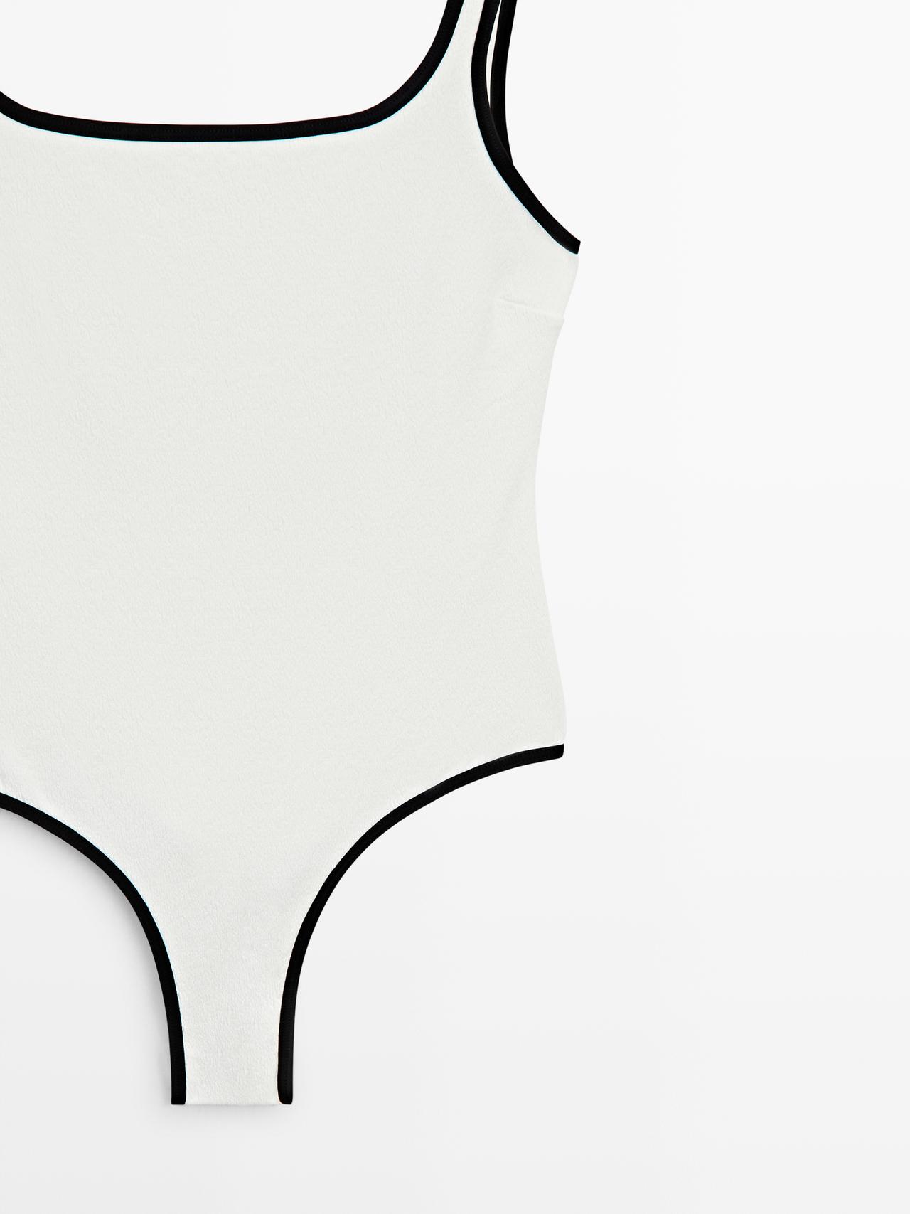 Contrast texture swimsuit — Off white