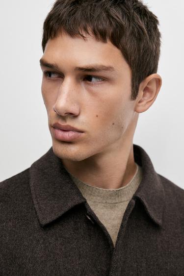 Double-faced wool blend short coat — GREY 8