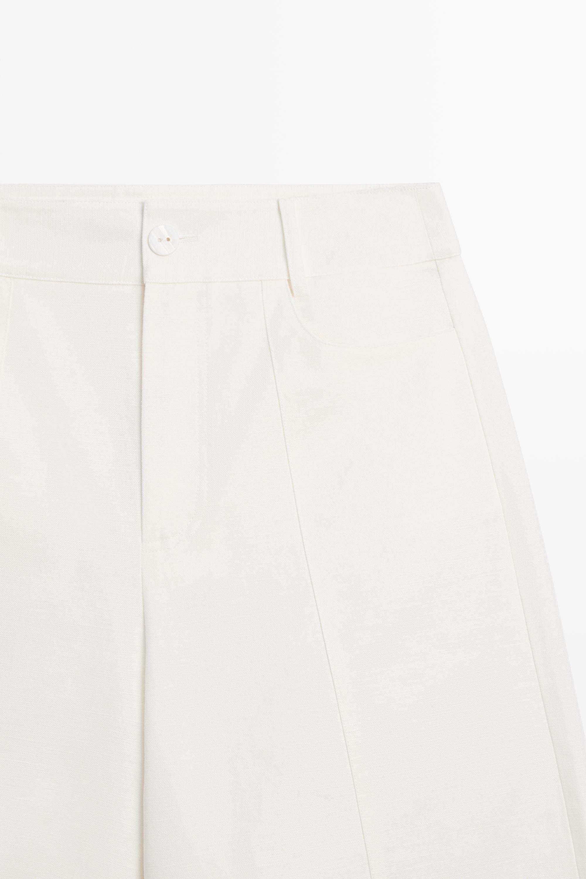 Cotton linen blend barrel fit pants — Off white