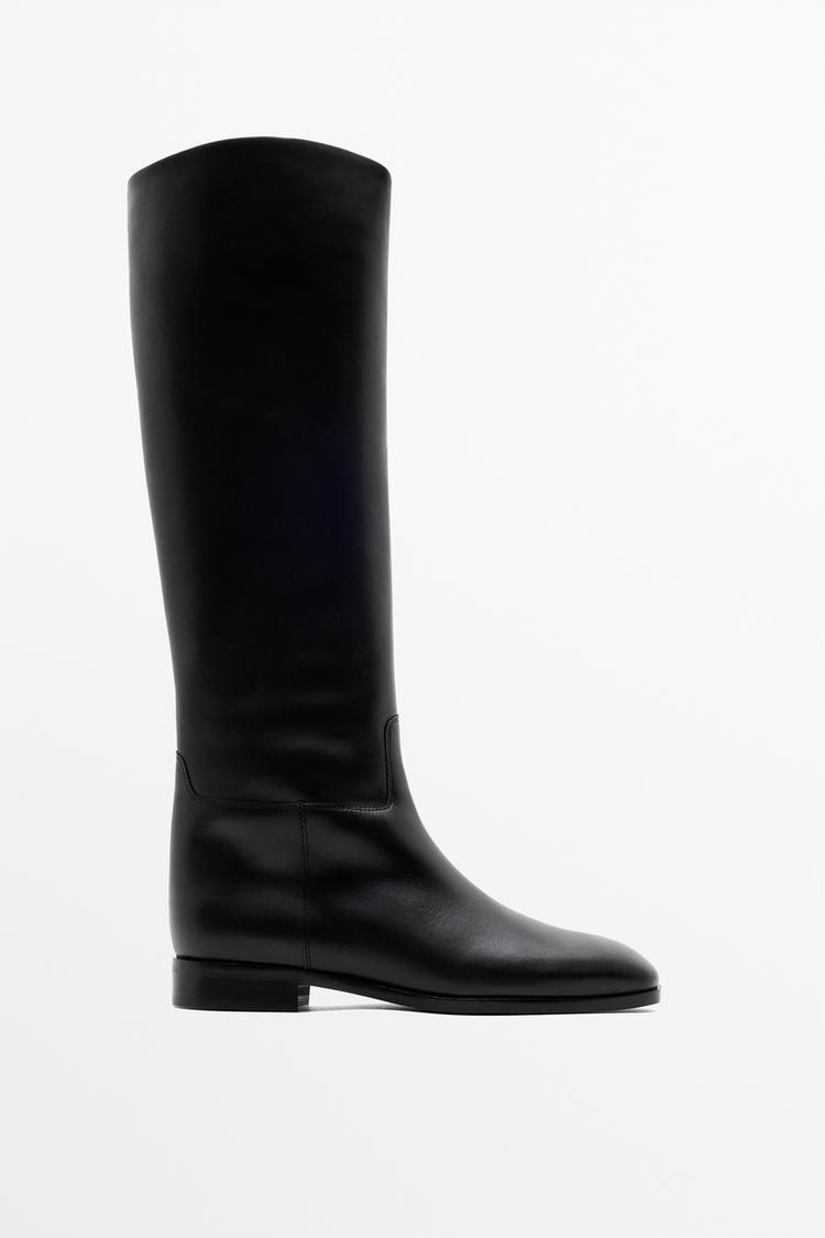 Knee-high leather boots - Made in Spain — BLACK