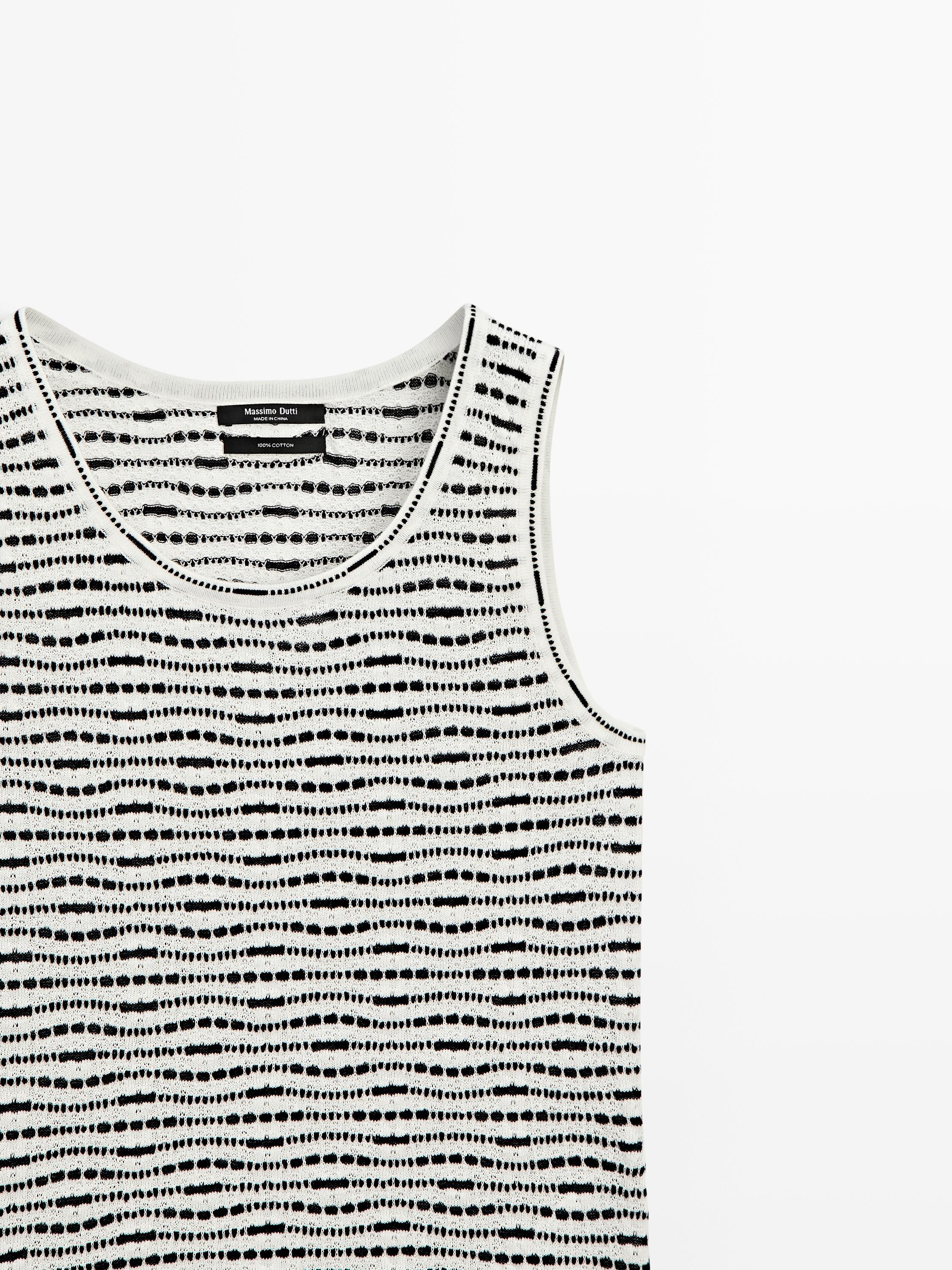 100% cotton knit top — CREAM