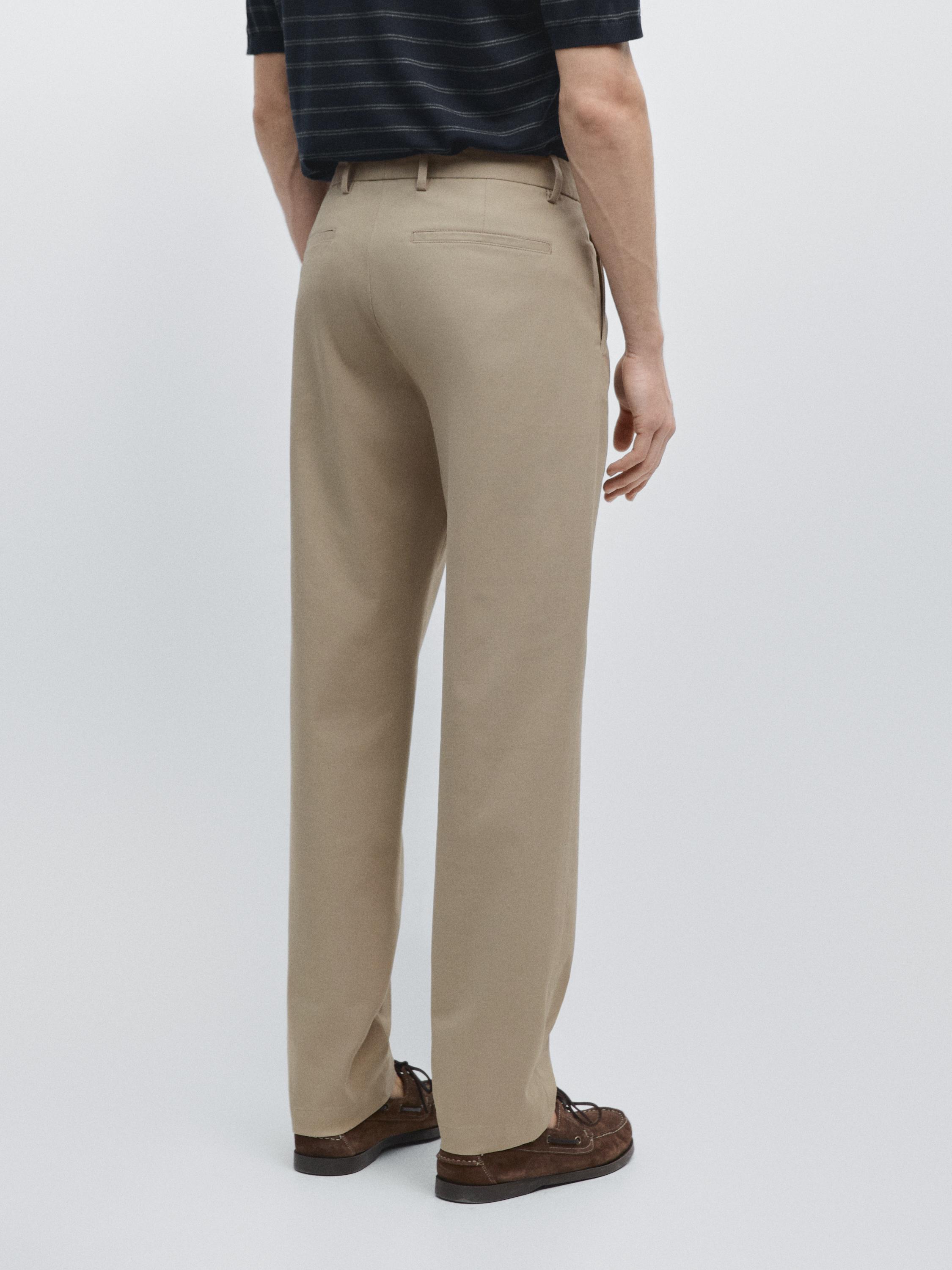 Cotton blend tapered fit trousers — GREEN