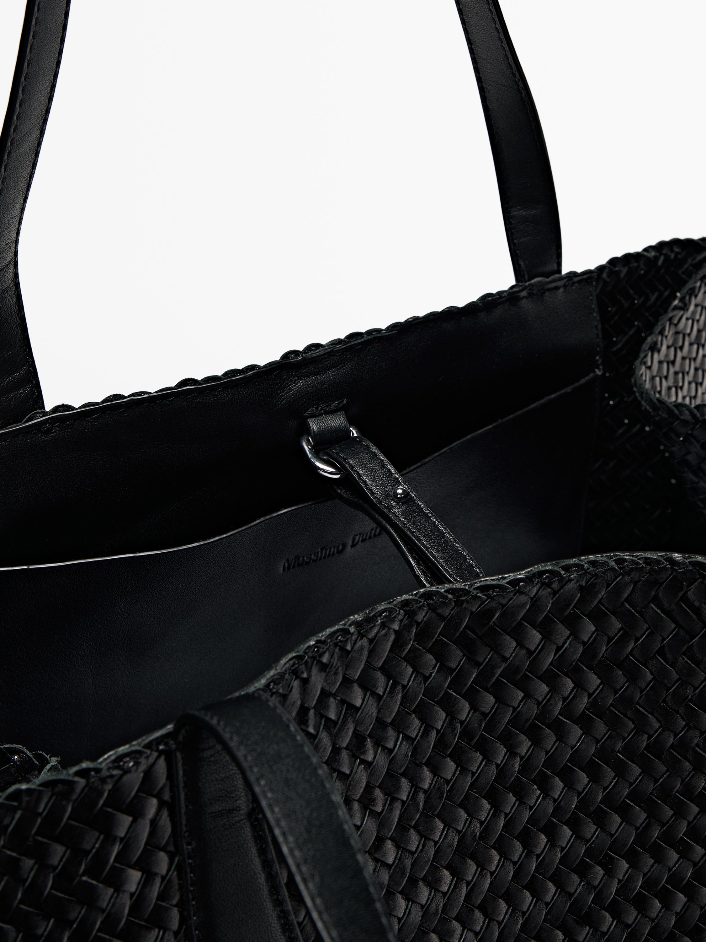 Grand sac satchel tressé en cuir nappa