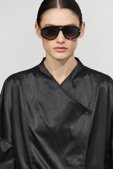 Fluid trench coat with tie-belt — BLACK 8