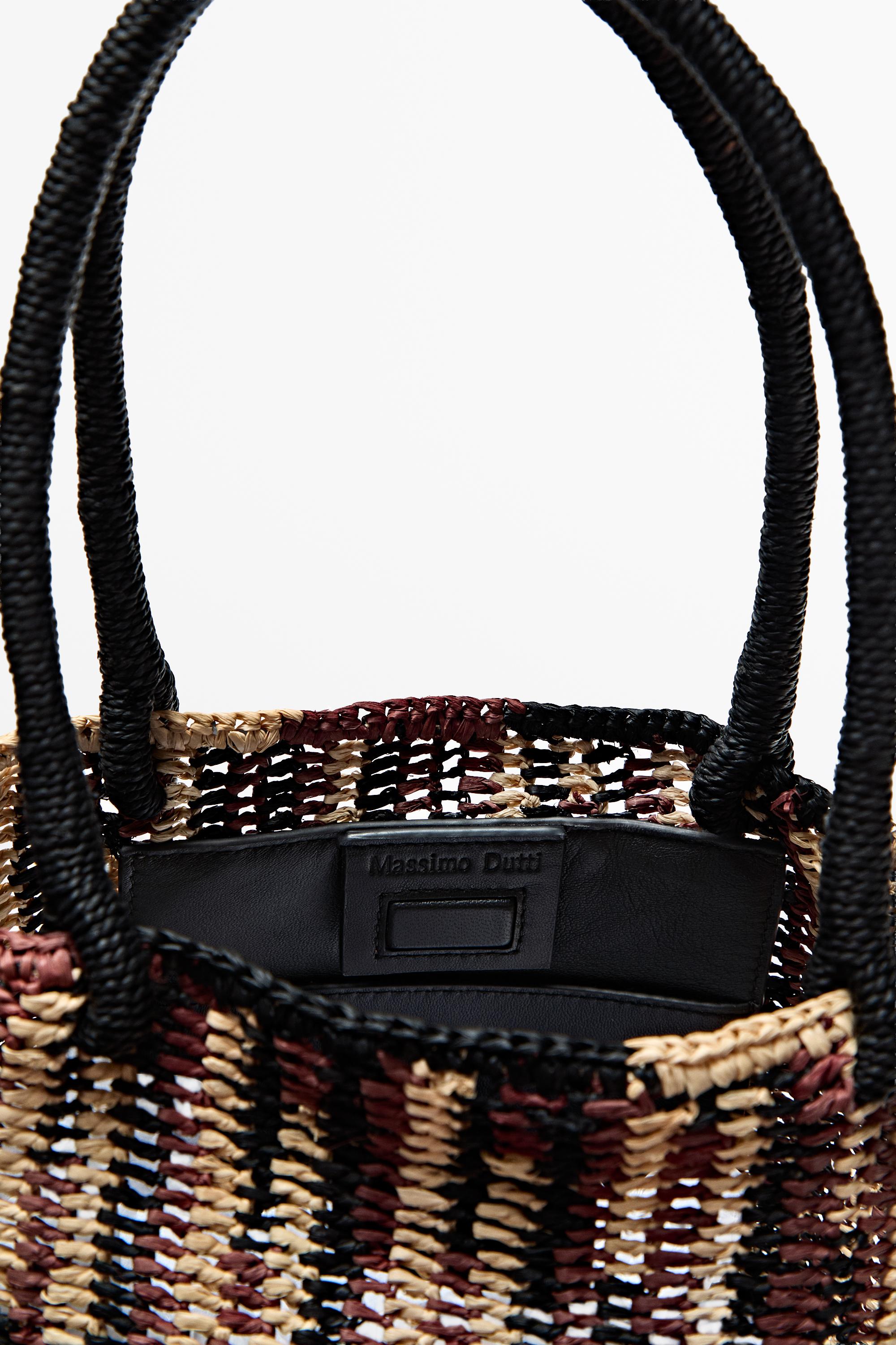 Mini raffia bucket bag — RUSSET