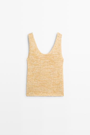 Round neck knit top — YELLOW 6