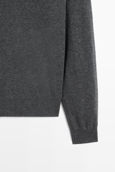 Knit 100% cashmere round neck sweater — MEDIUM GREY 7