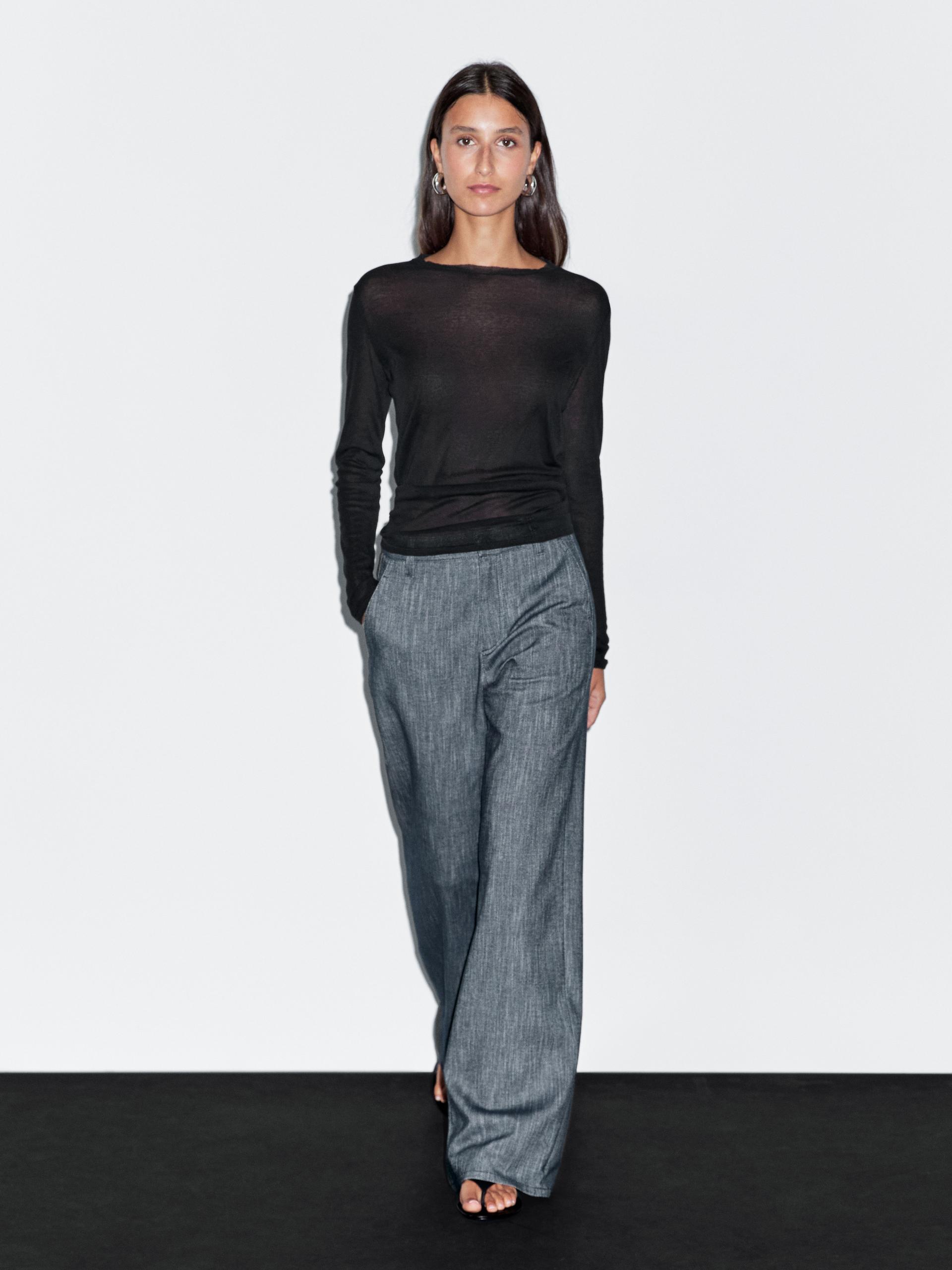 Maglietta Leggera Con Dettaglio Sul Collo - Nero - Xl - Massimo Dutti - Femminile