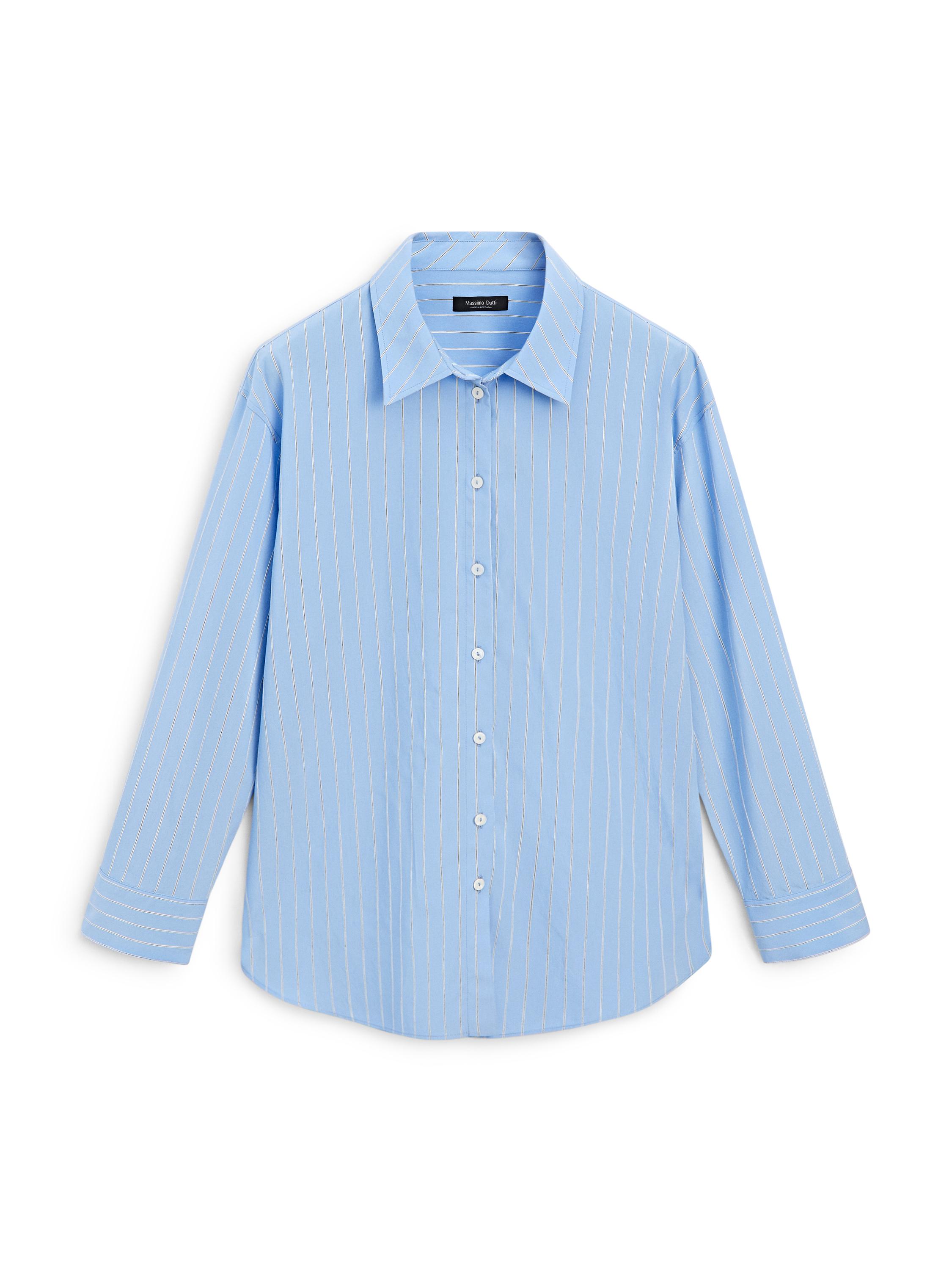 Striped loose-fitting shirt — BLUE