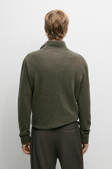 Wool blend mock neck knit sweater — KHAKI 5