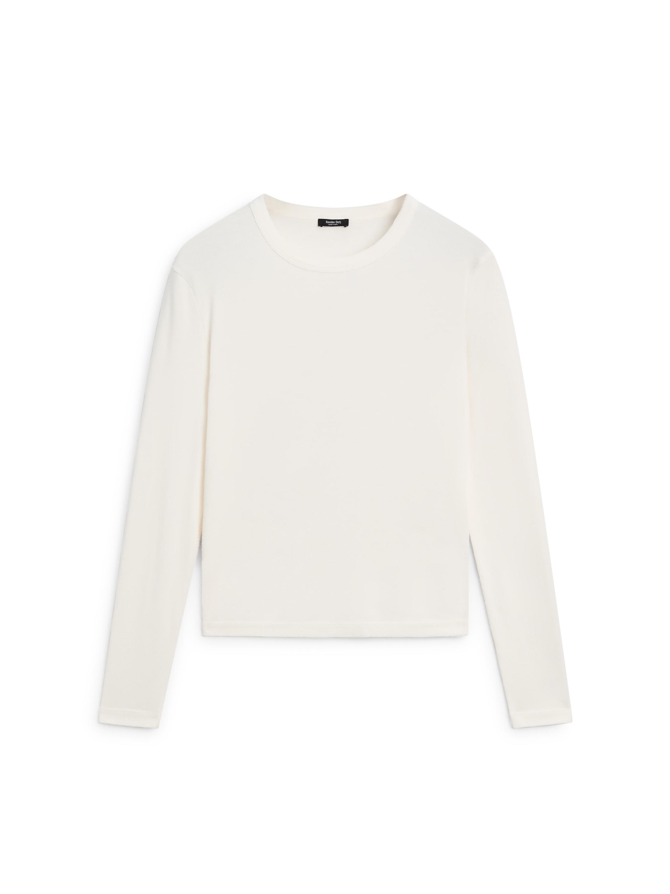 Ribbed long sleeve melange T-shirt — CREAM