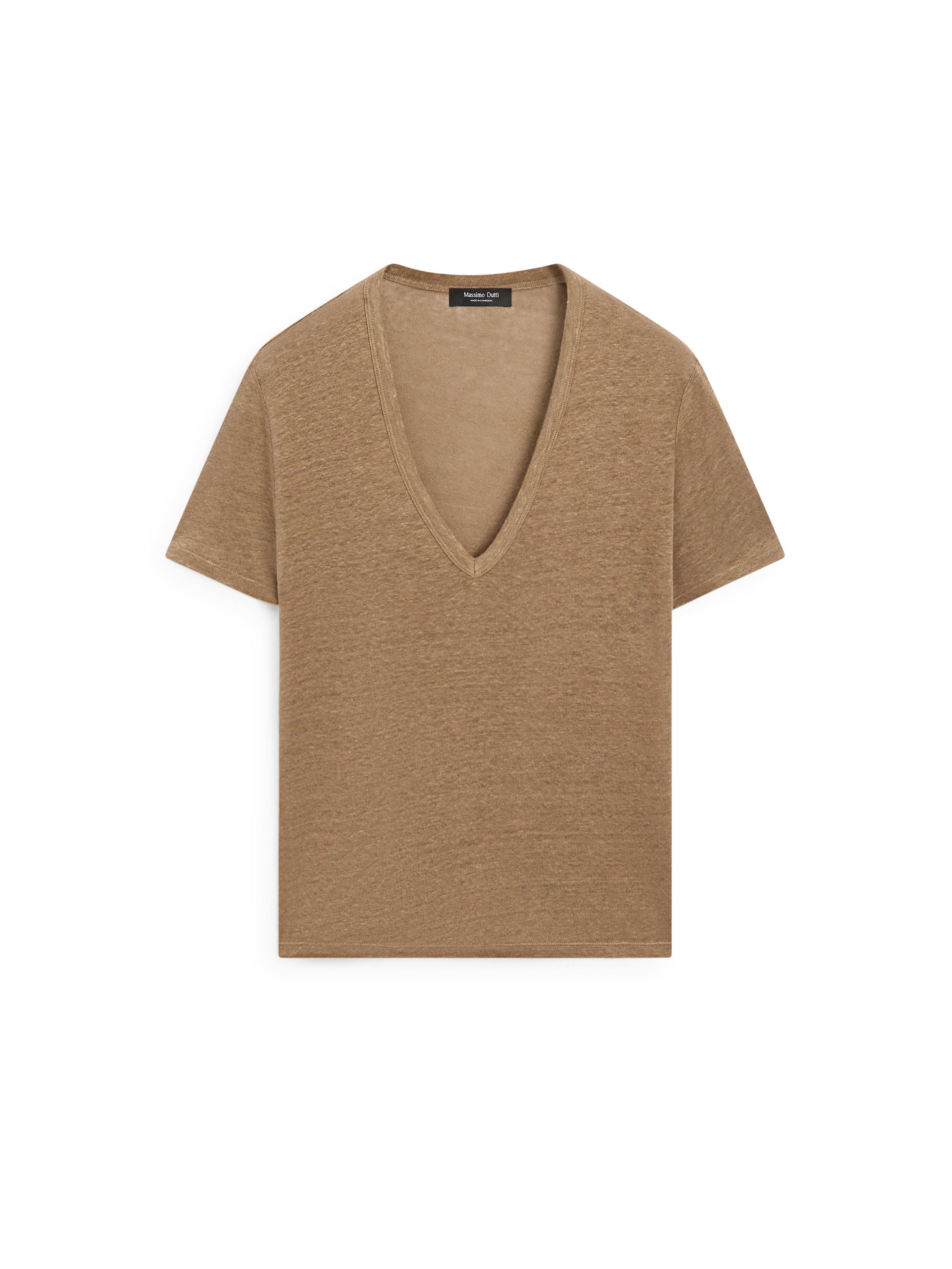 Linen V-neck T-shirt — OCHRE