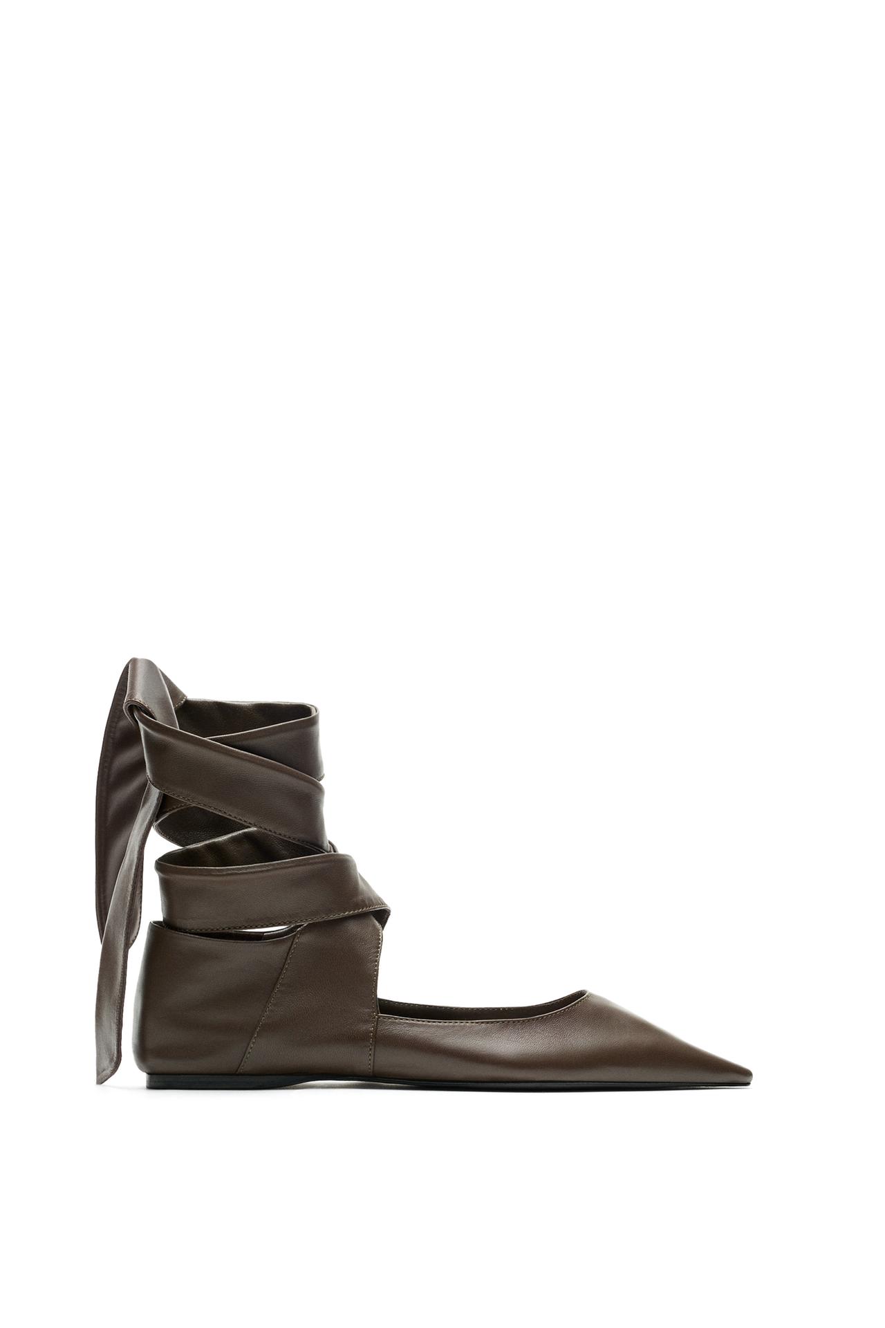 Leather lace-up ballet flat - LIMITED EDITION — KHAKI