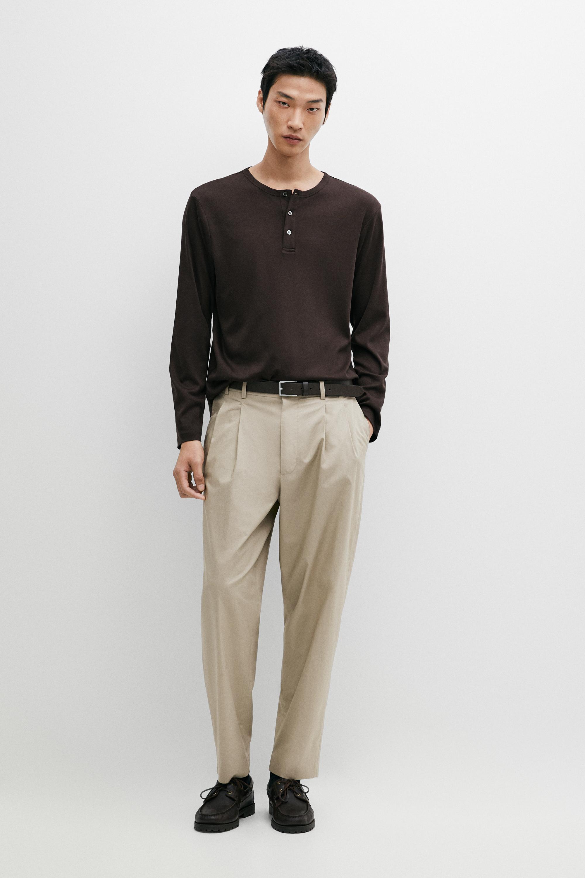 100% cotton double-pleat pants