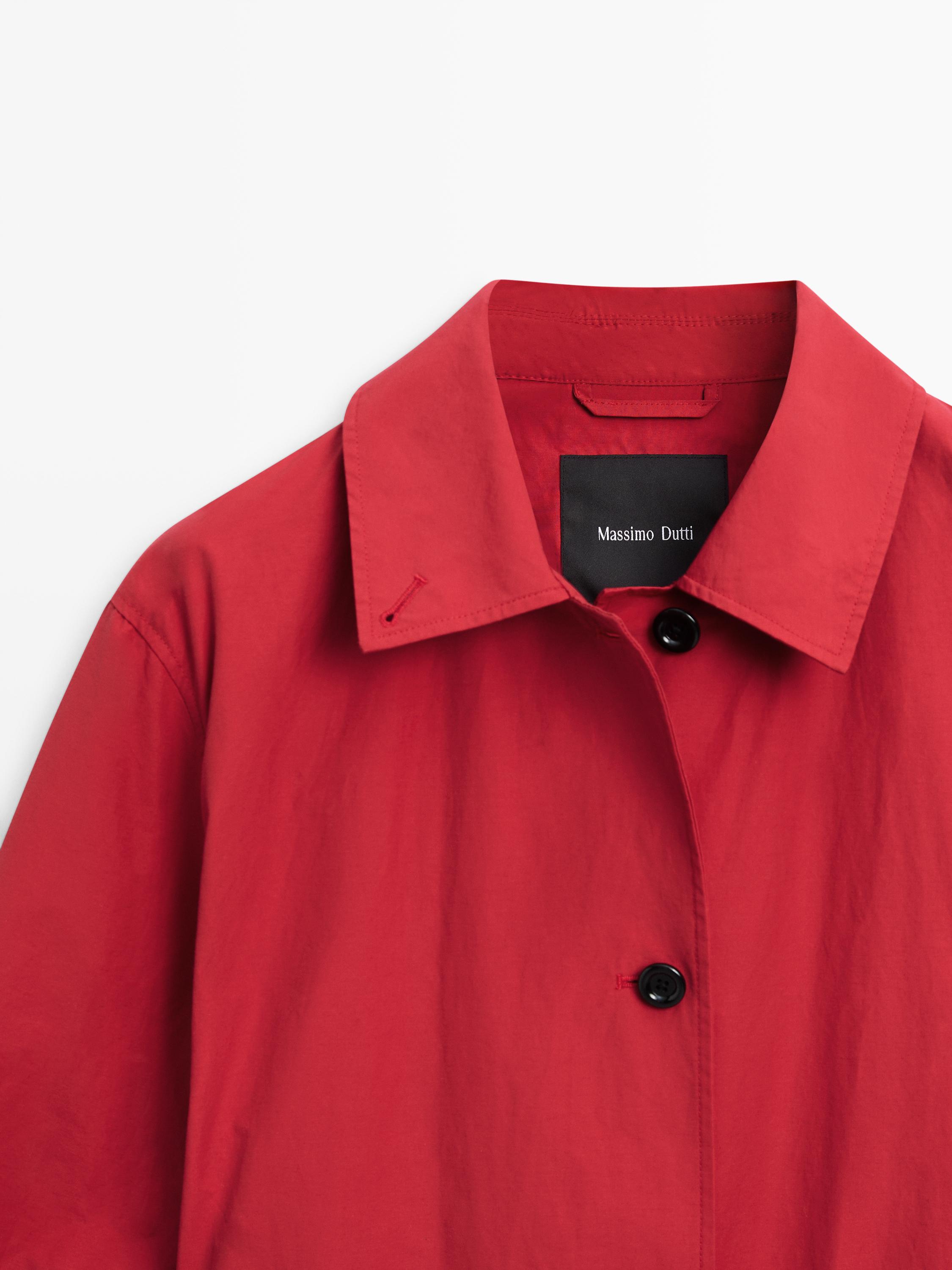 Technical cotton trench coat — RED