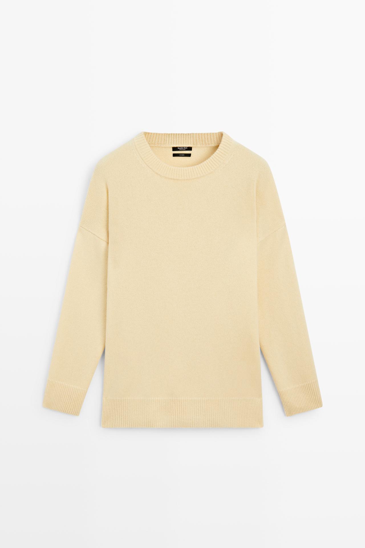 100% cashmere oversize knit sweater — Vanilla