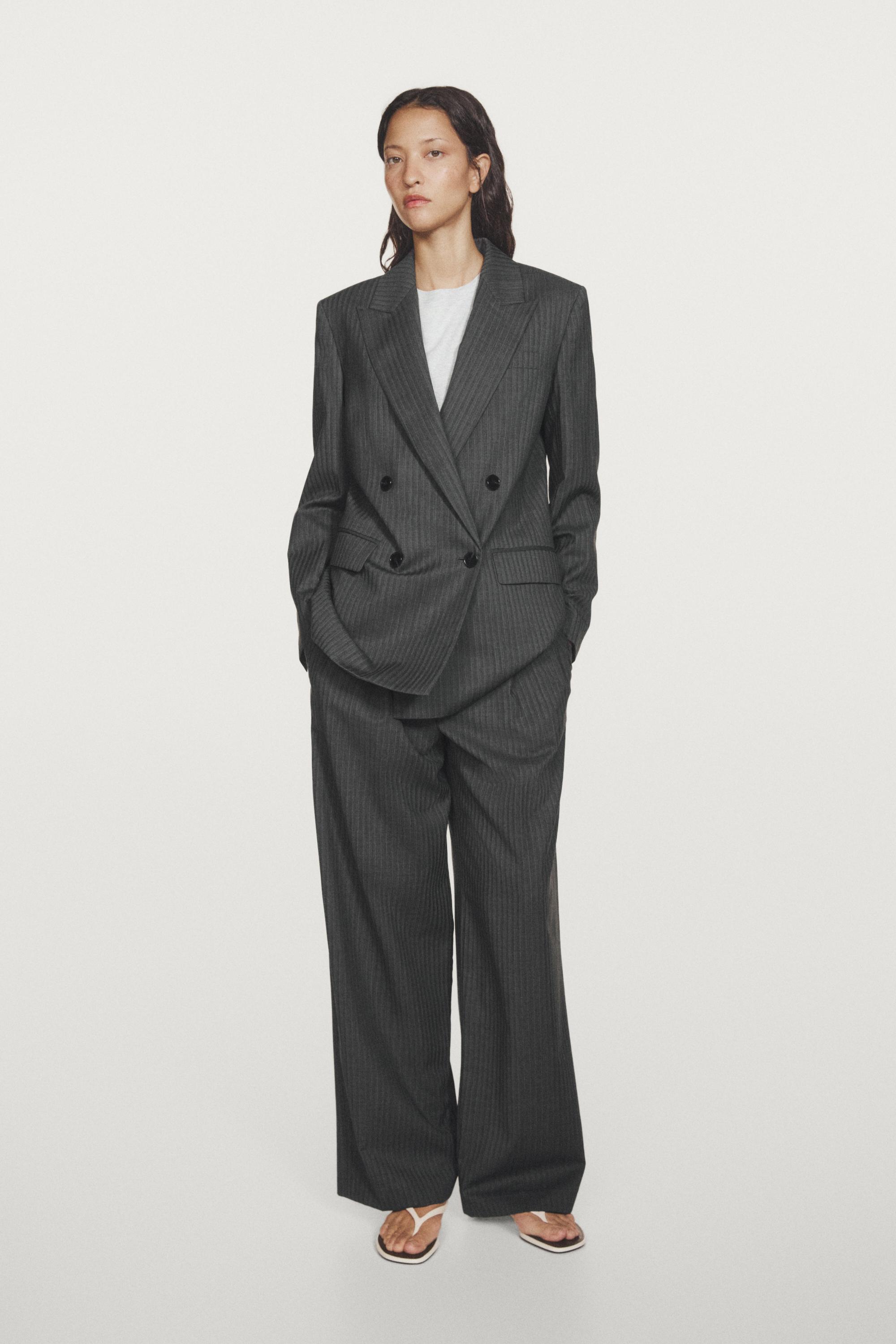 Pinstripe cool wool blend suit blazer
