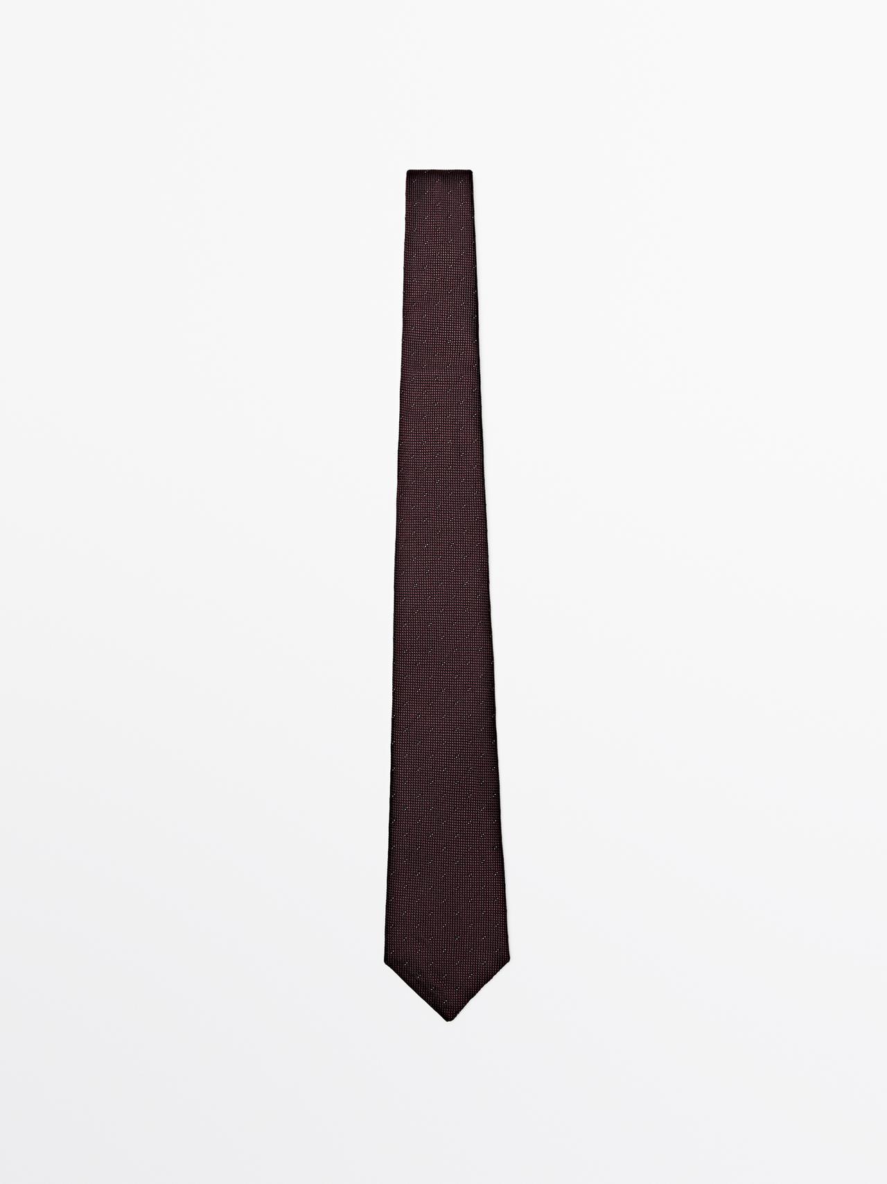 Cravatta Strutturata 100% Seta - Granata Chiaro - 01 - Massimo Dutti - Maschile