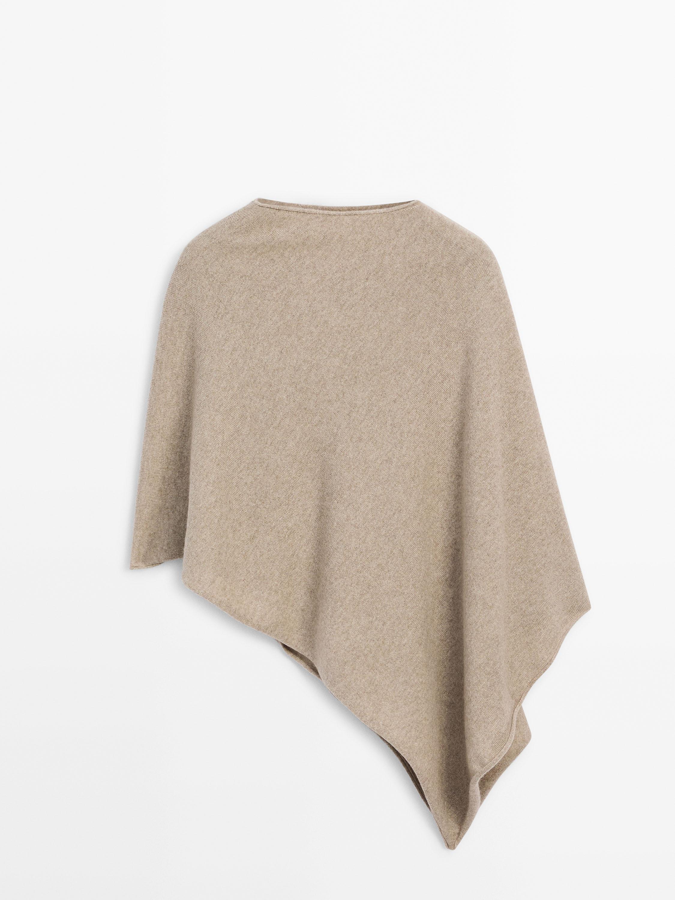 Asymmetric cashmere cape