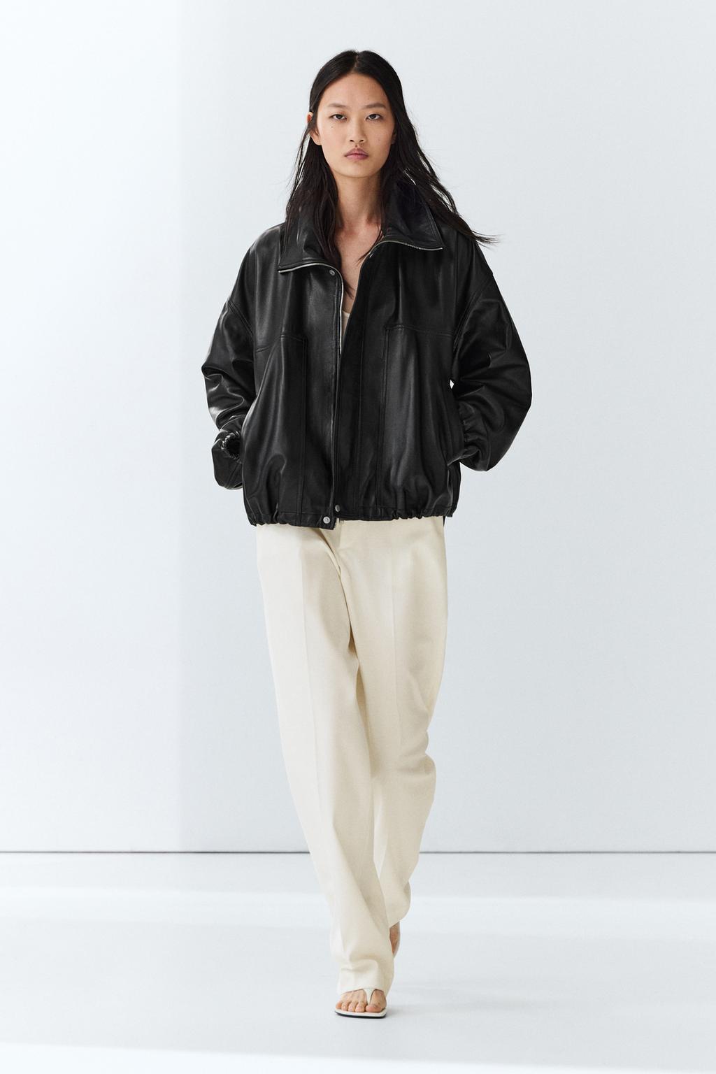 Massimo Dutti Nappa dəri bomber gödəkçə