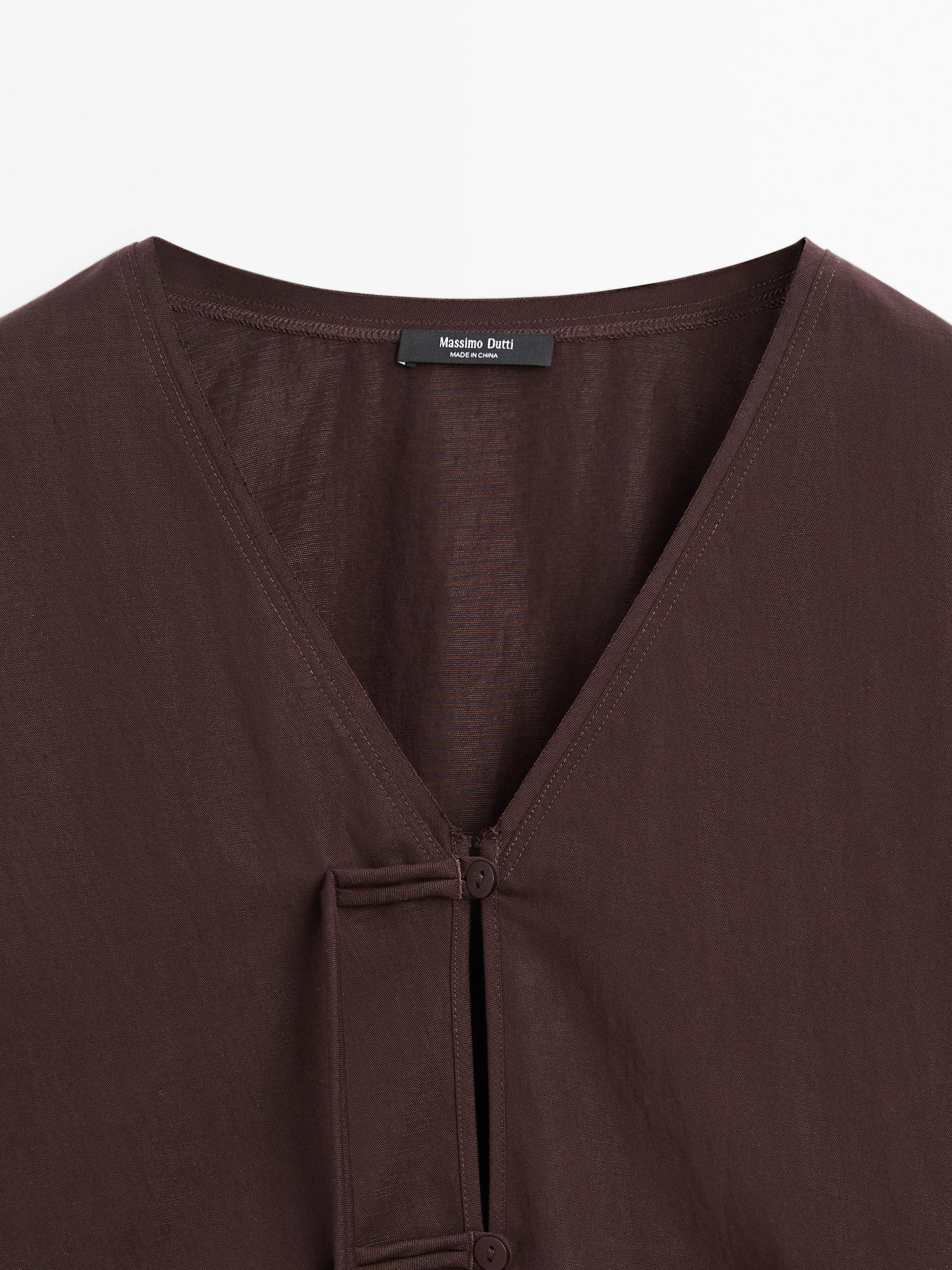 Cropped shirt with drawstring detail