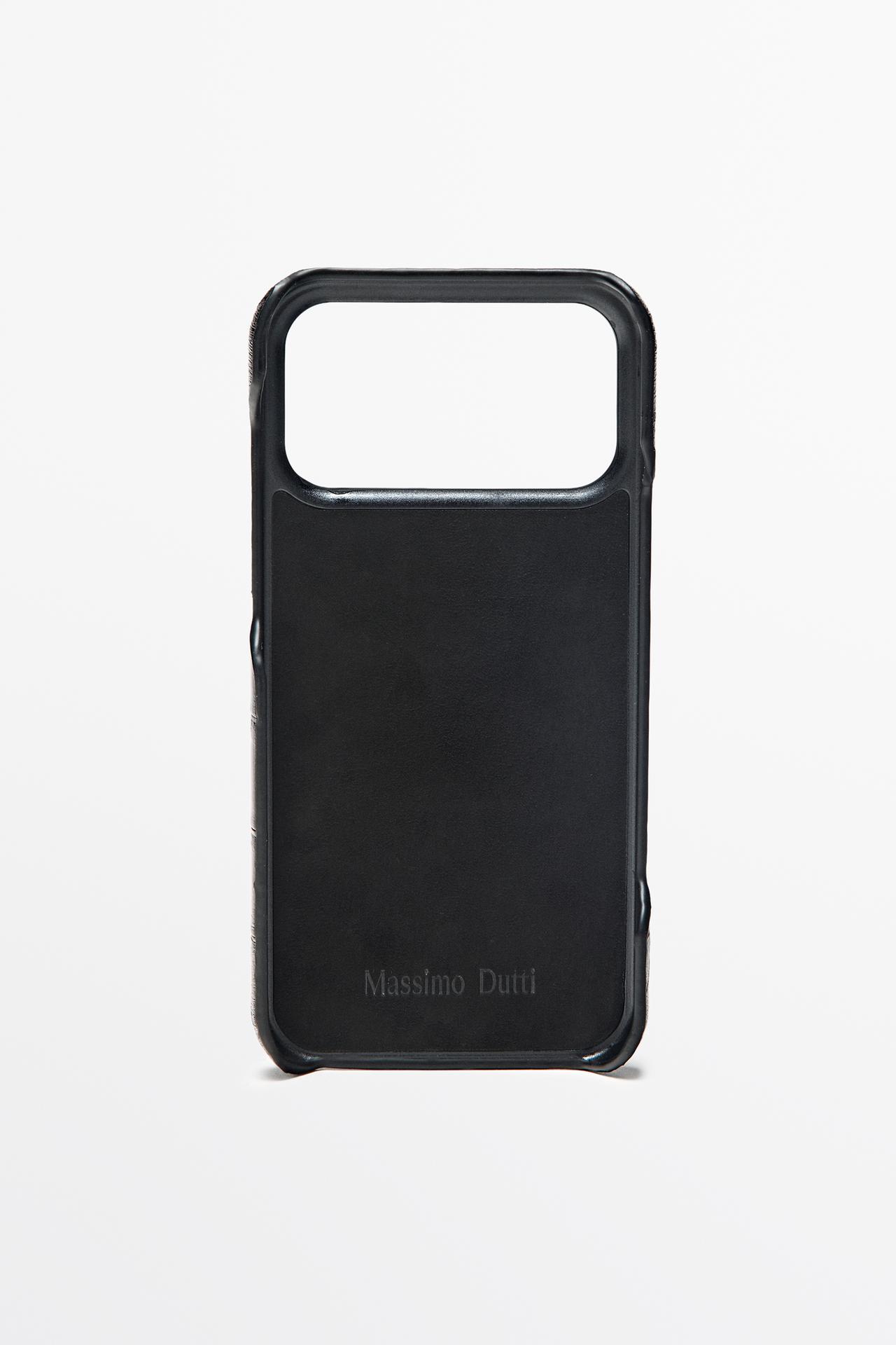 Textured Nappa leather iPhone 17 Pro Max case — BROWN