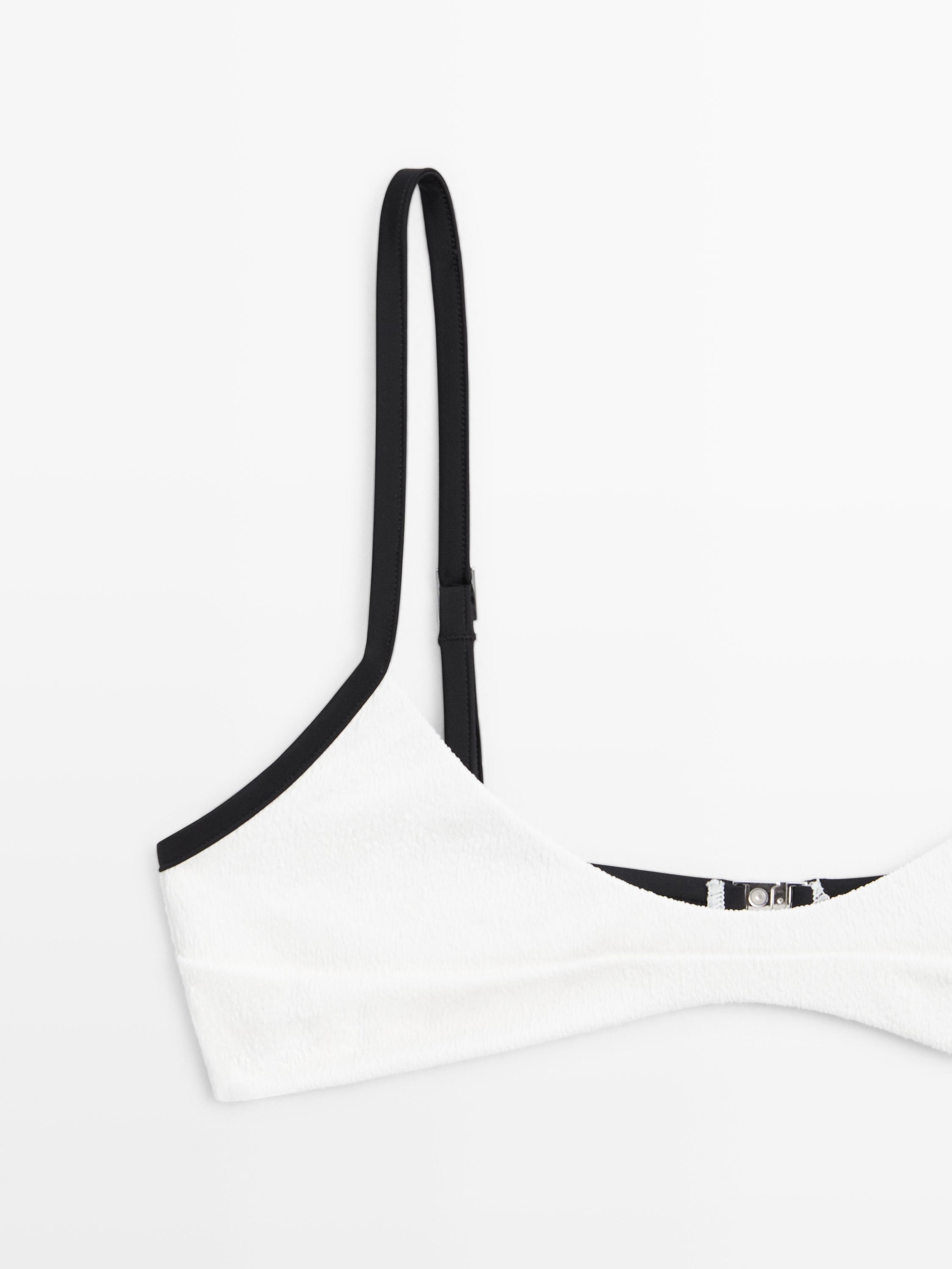 Contrast textured bikini top — Off white