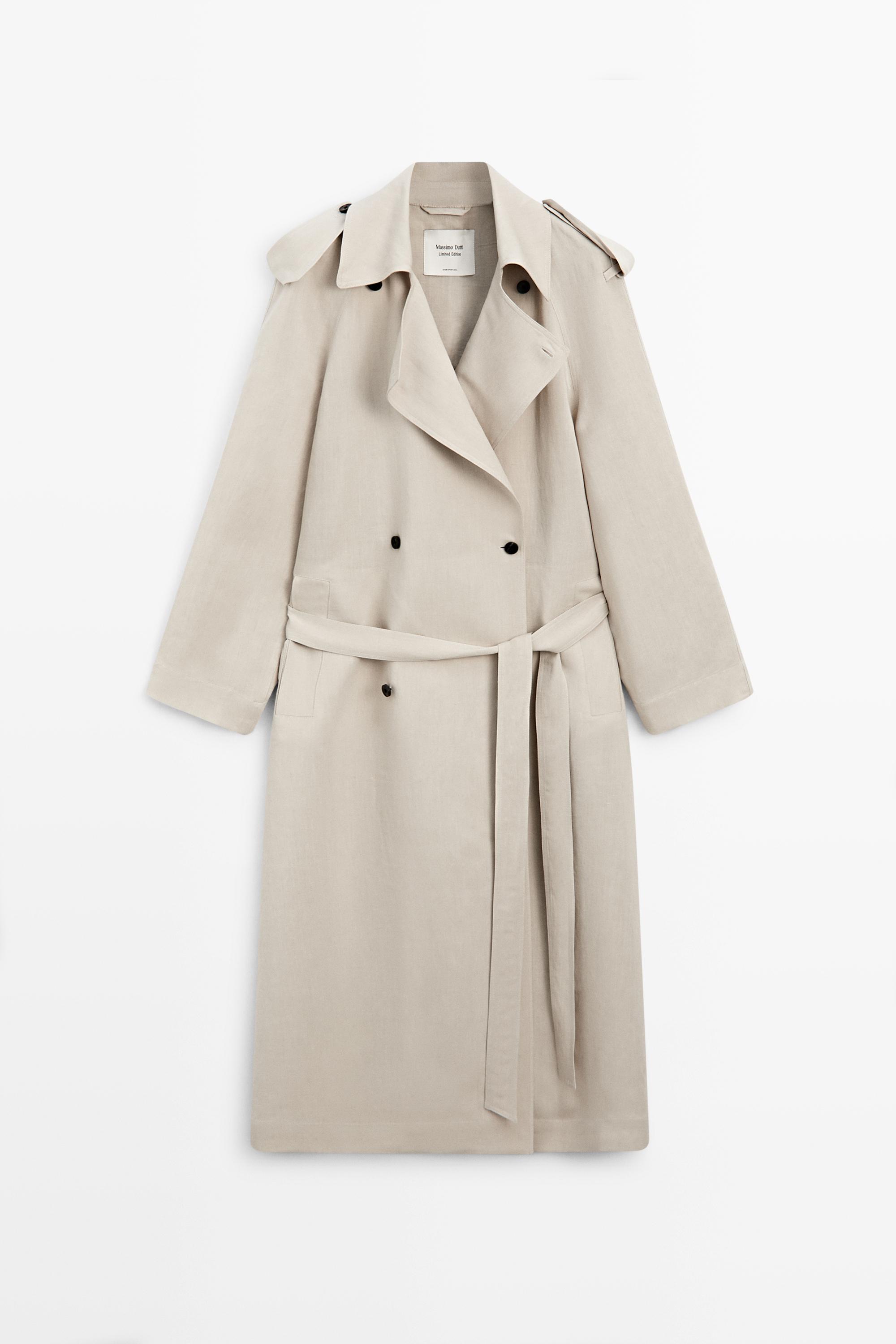Oversize linen blend trench coat - LIMITED EDITION — SAND
