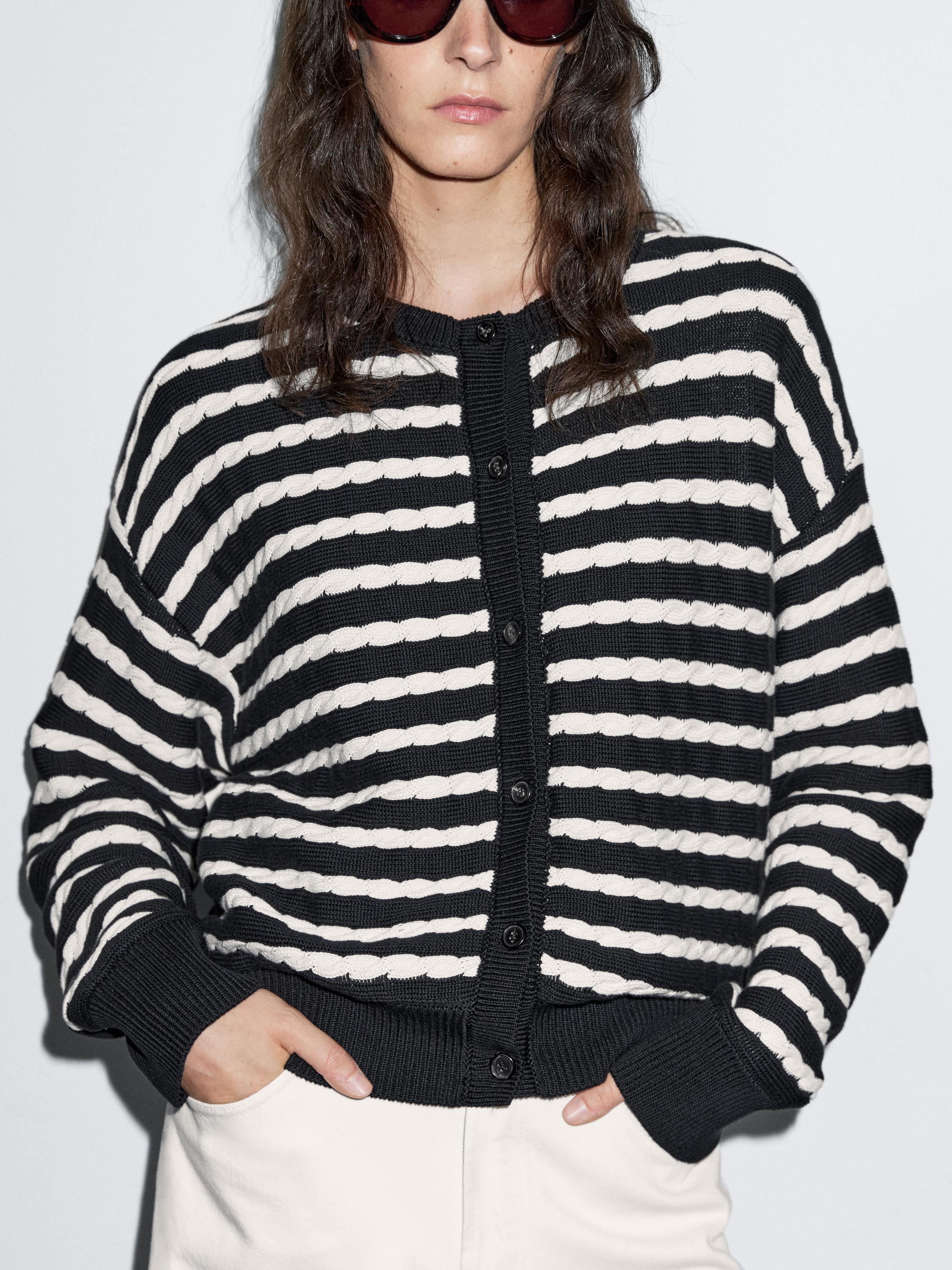 Cardigan în stil marinăresc din tricot de bumbac 100%