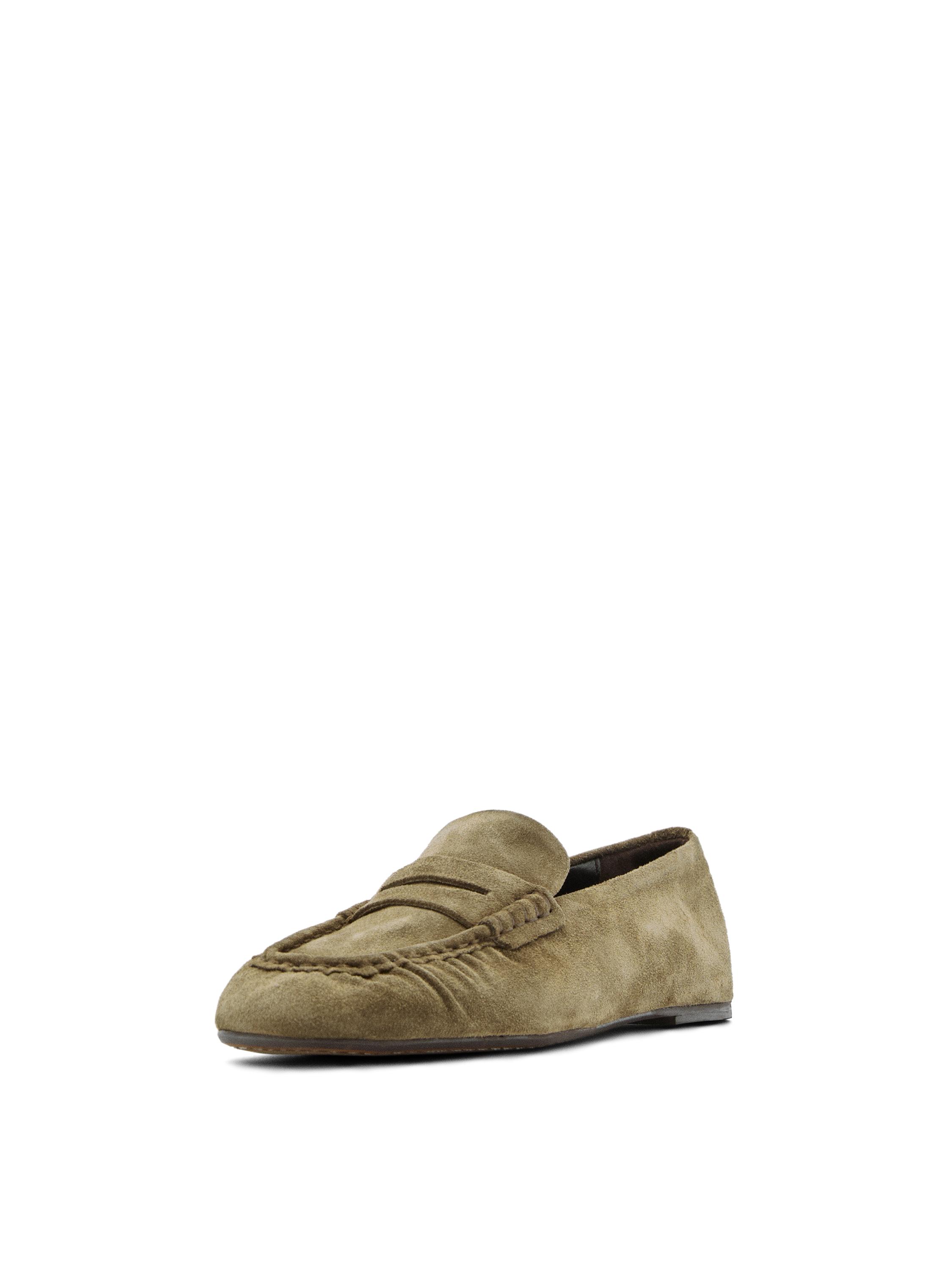 Soft split leather loafers — KHAKI