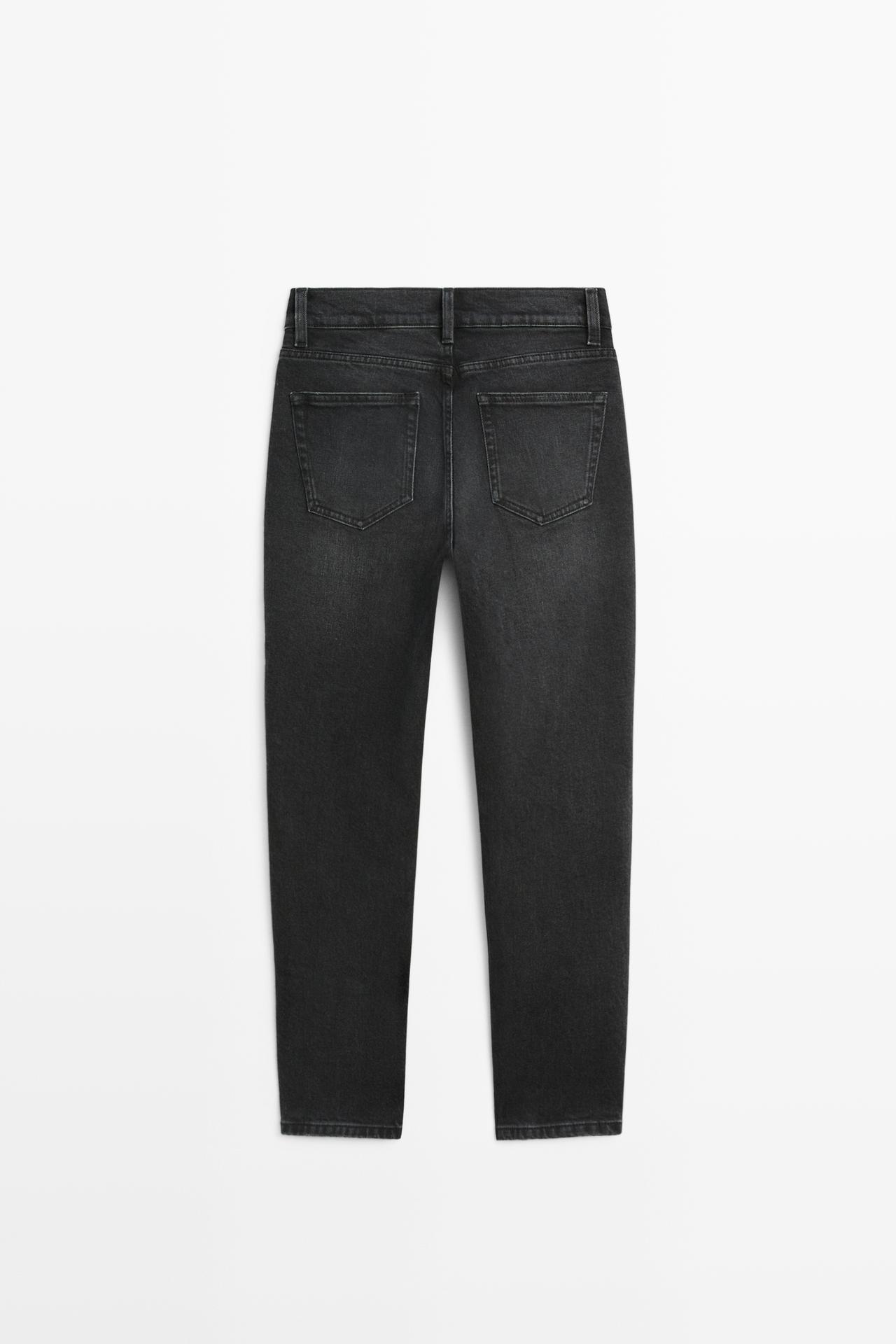 Mid-waist slim fit cropped jeans — BLACK