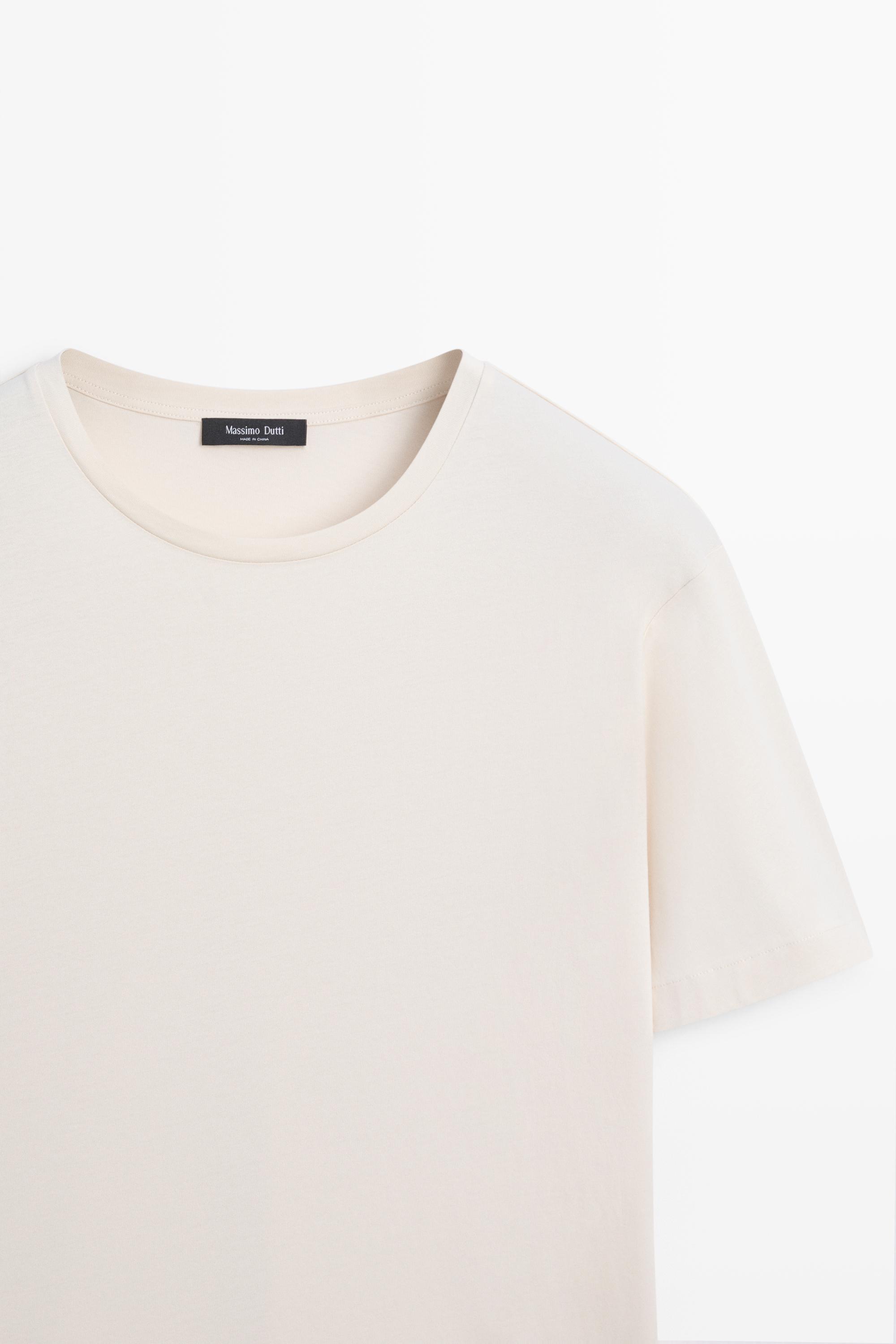 100% cotton short-sleeve T-shirt — CREAM