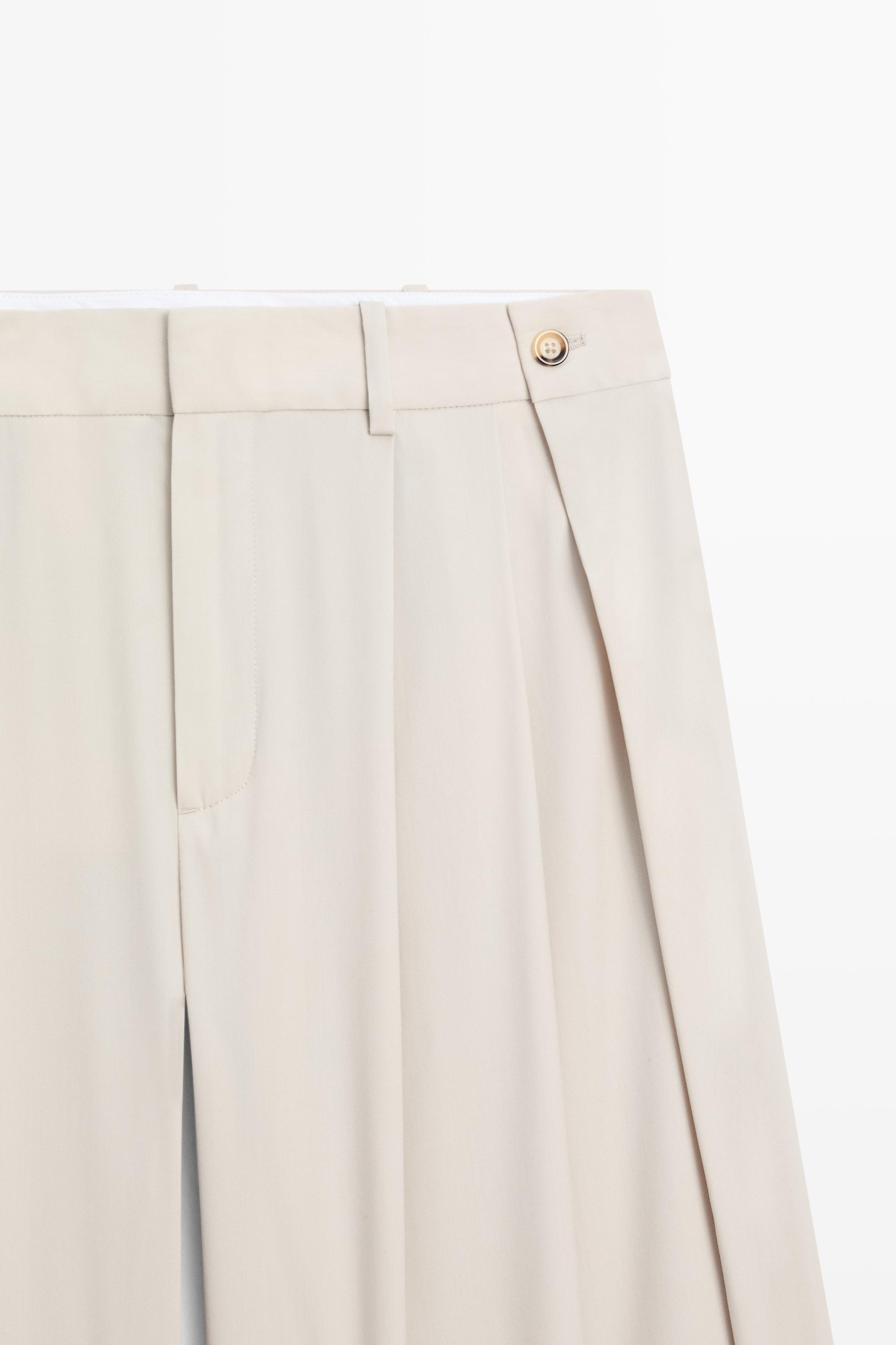 Wool blend darted pants with button detail — ICE