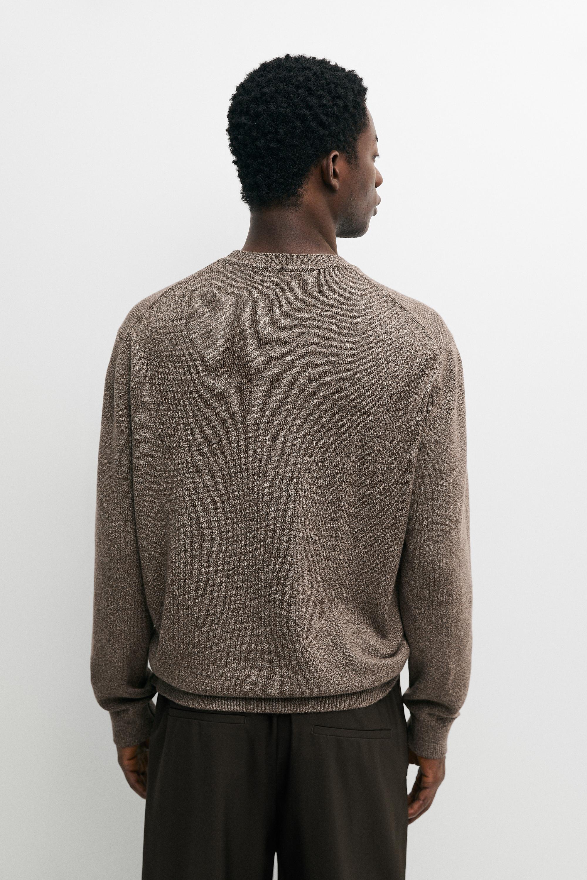 Mouliné knit sweater with wool, round neck - thumbnail 5