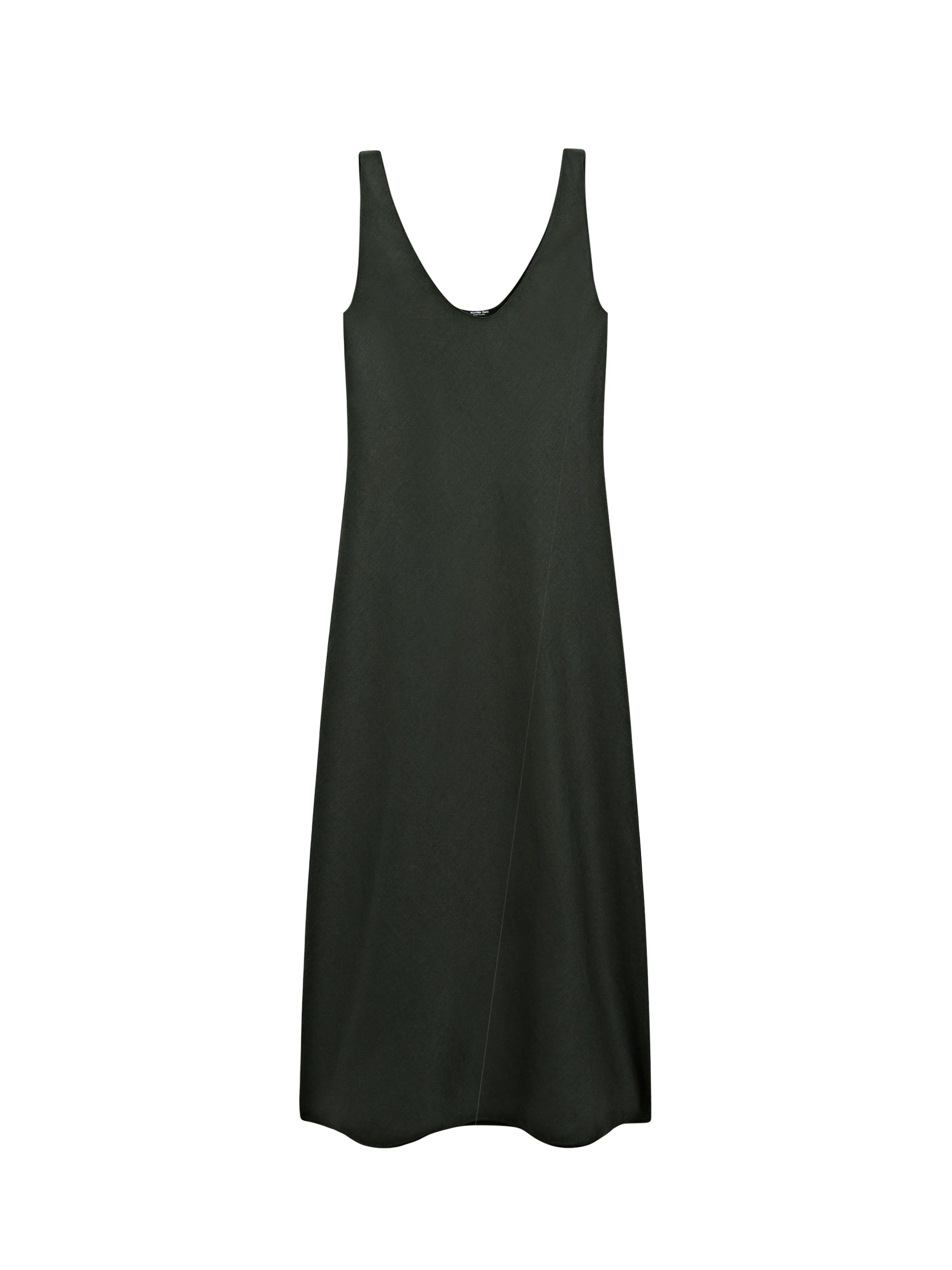 ★ Massimo Dutti★ 100% Linen Midi Dress 06673595529 100% linen midi dress · Dark Green · Caps And Hats | Massimo