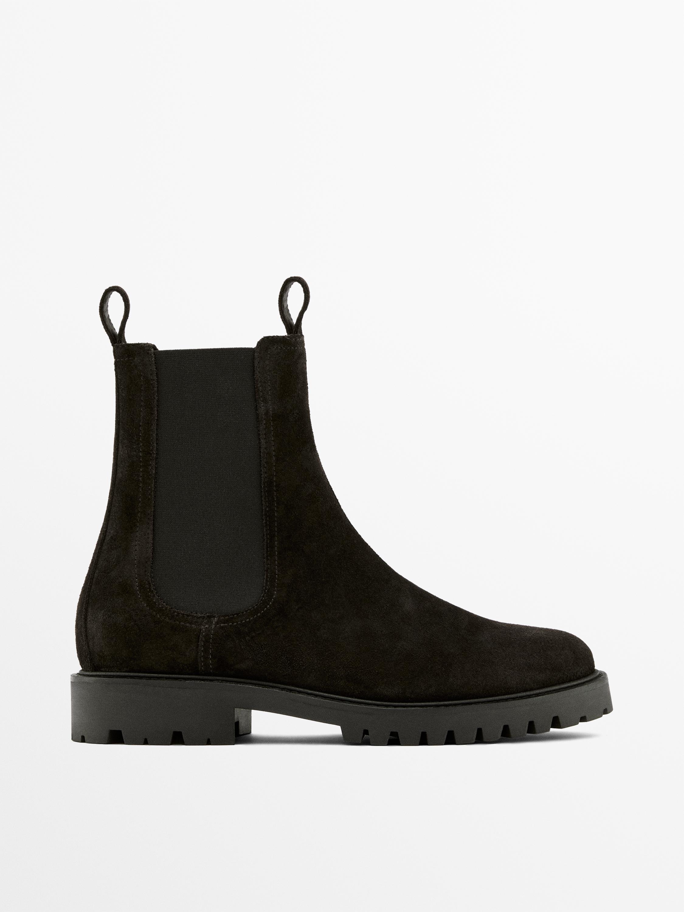 Chelsea-Boot aus Rauleder mit hohem Schaft