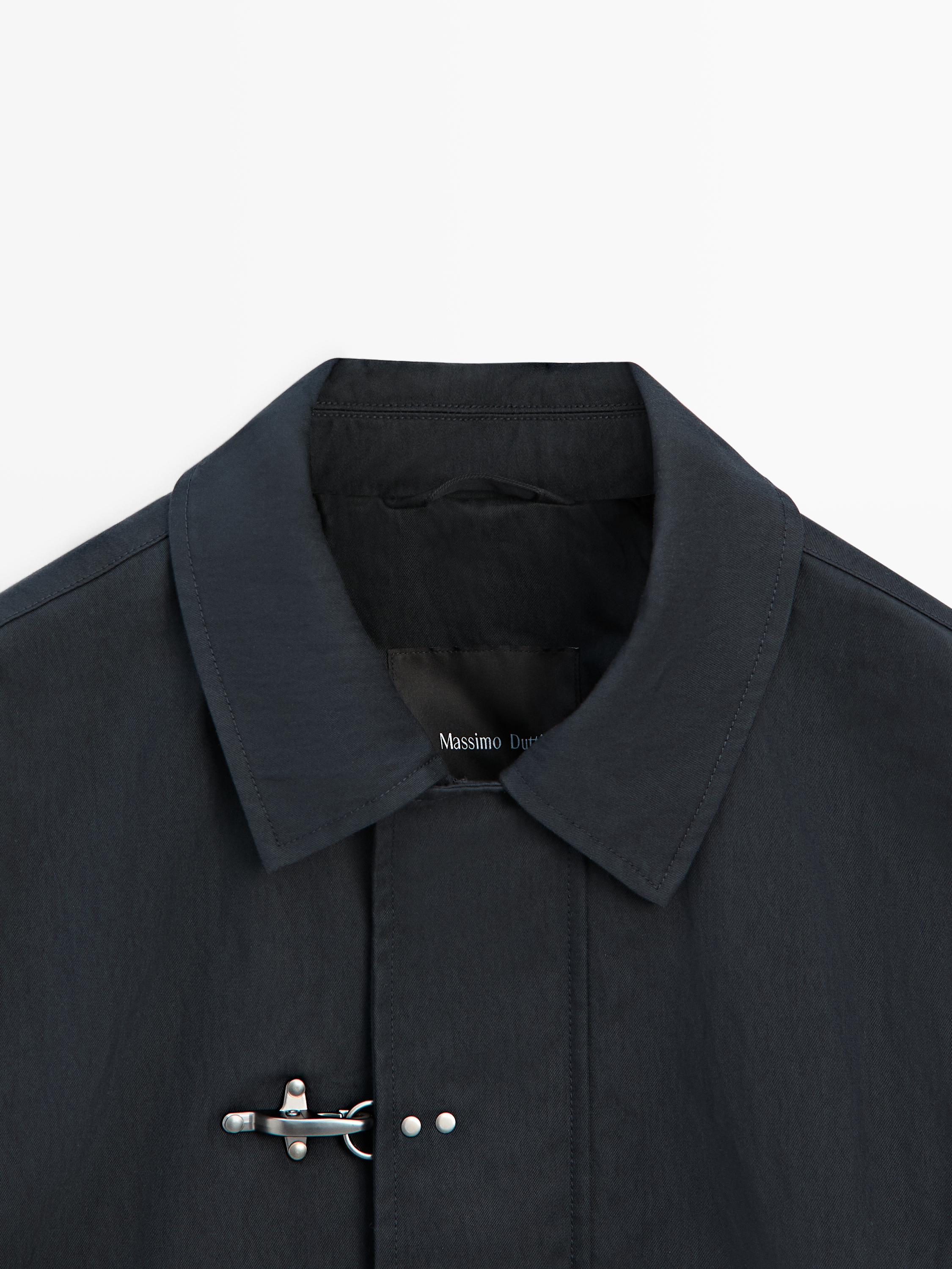 Cotton blend toggle jacket — NAVY BLUE