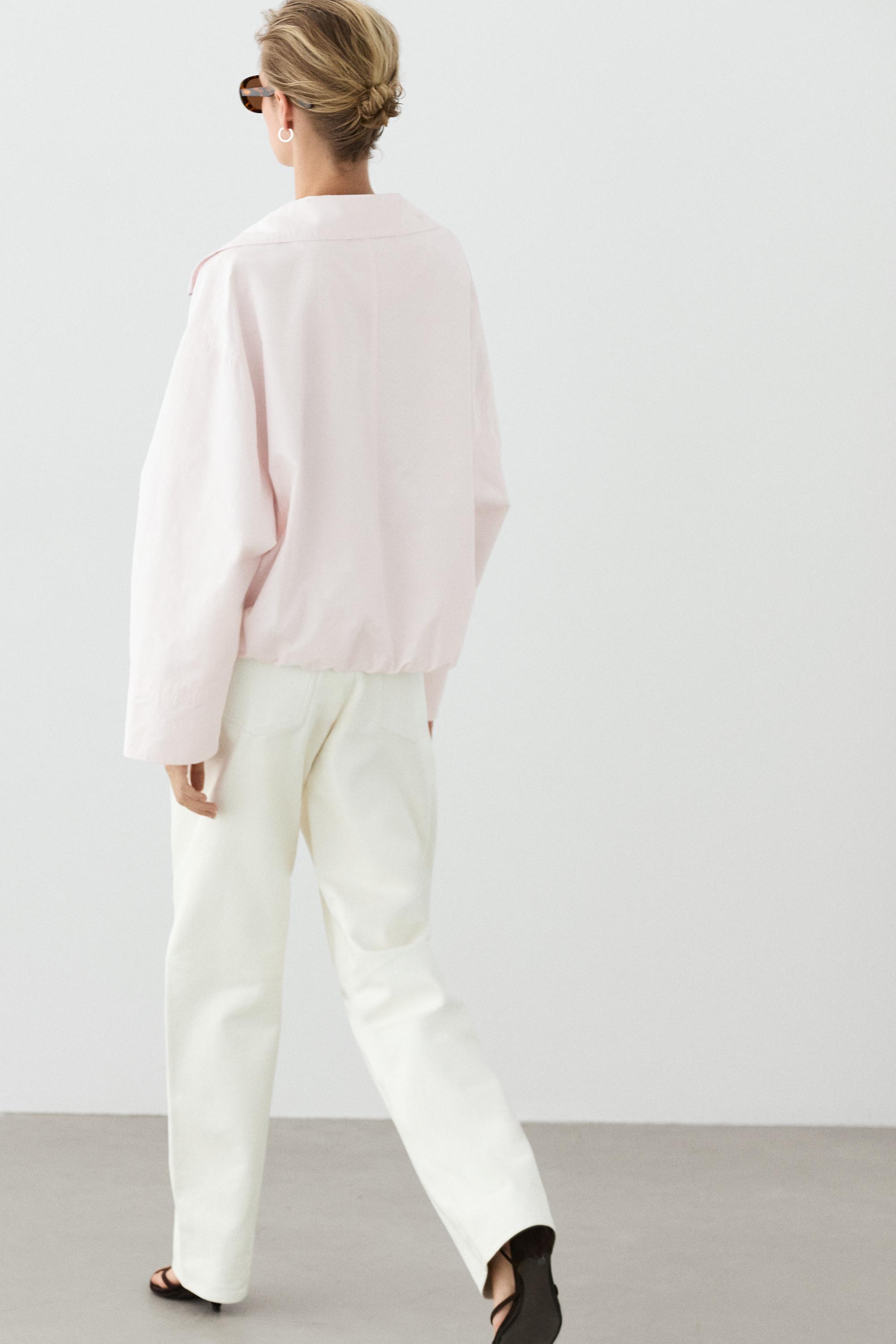 High-neck bomber jacket — ROSE PINK