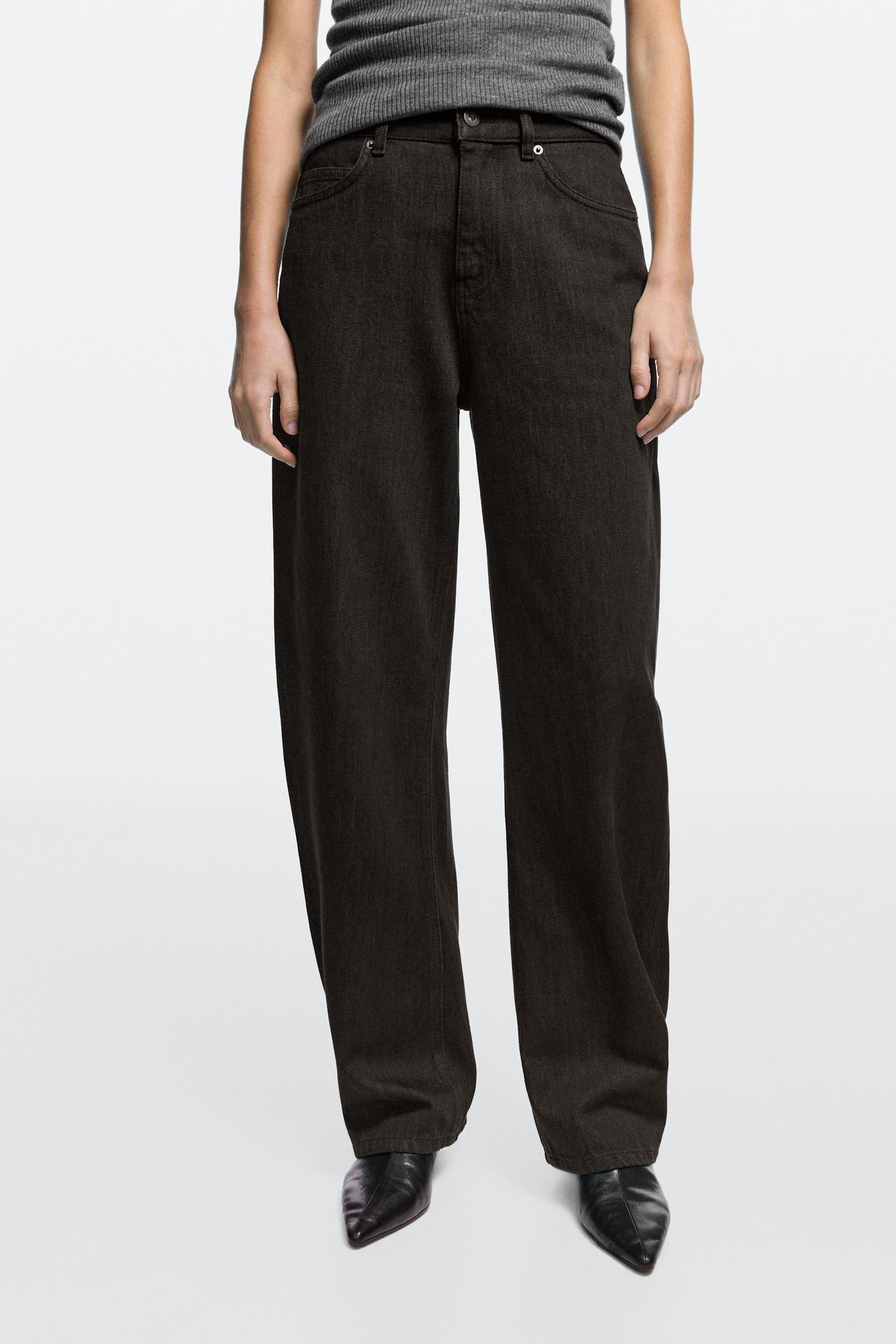 Relaxed fit barrel jeans — BROWN