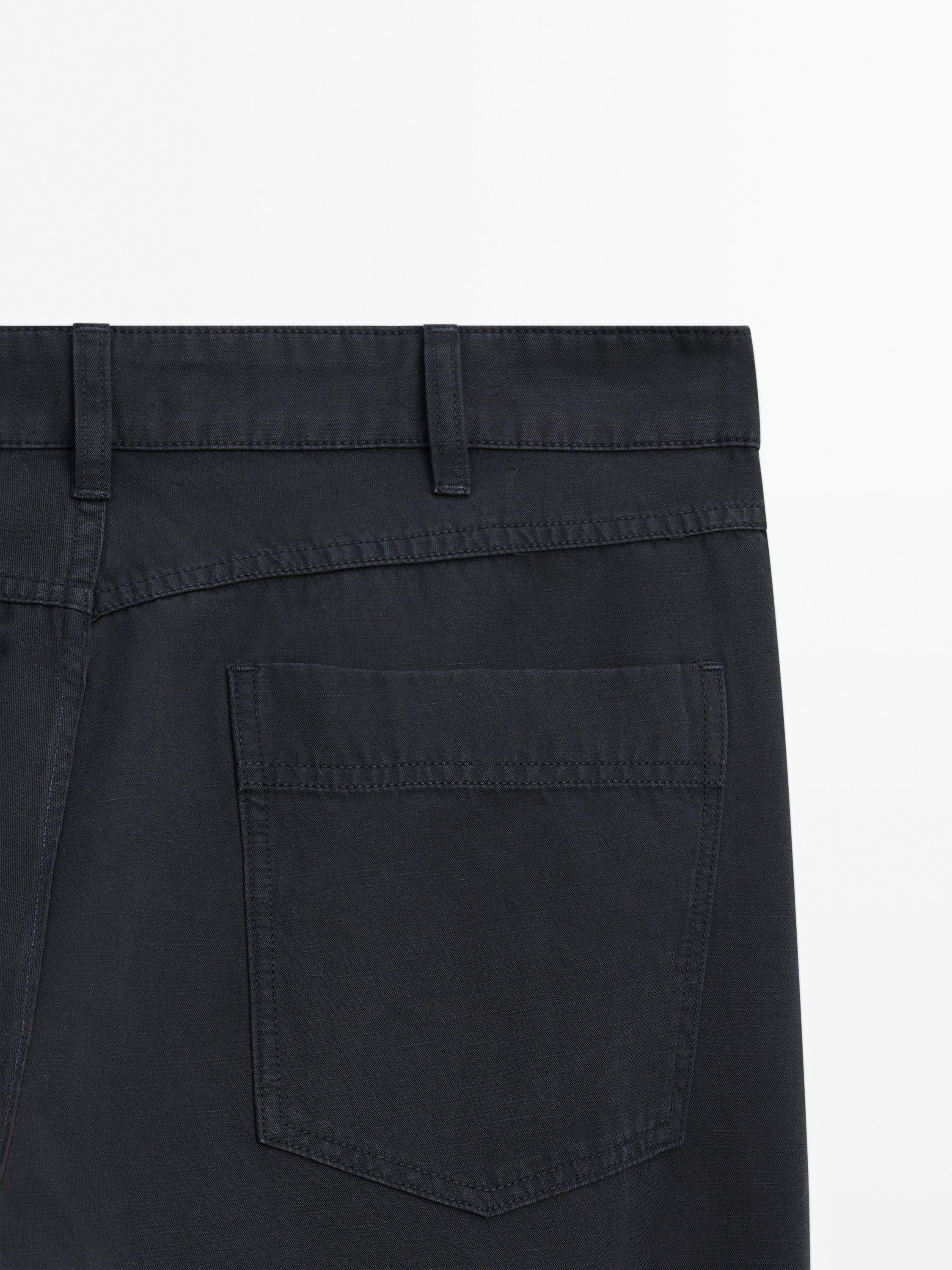 Relaxed fit cotton blend denim trousers