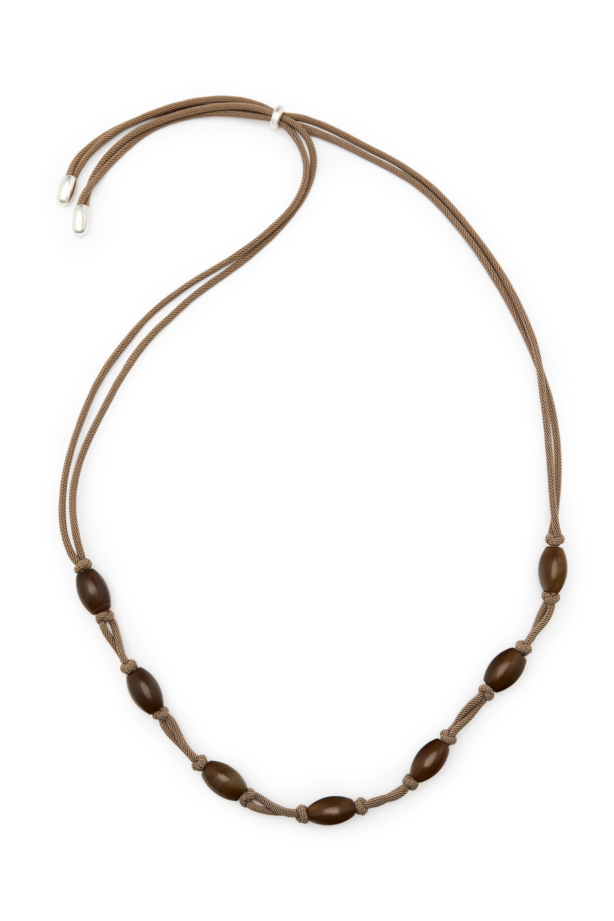Gem-effect bead cord necklace — BROWN