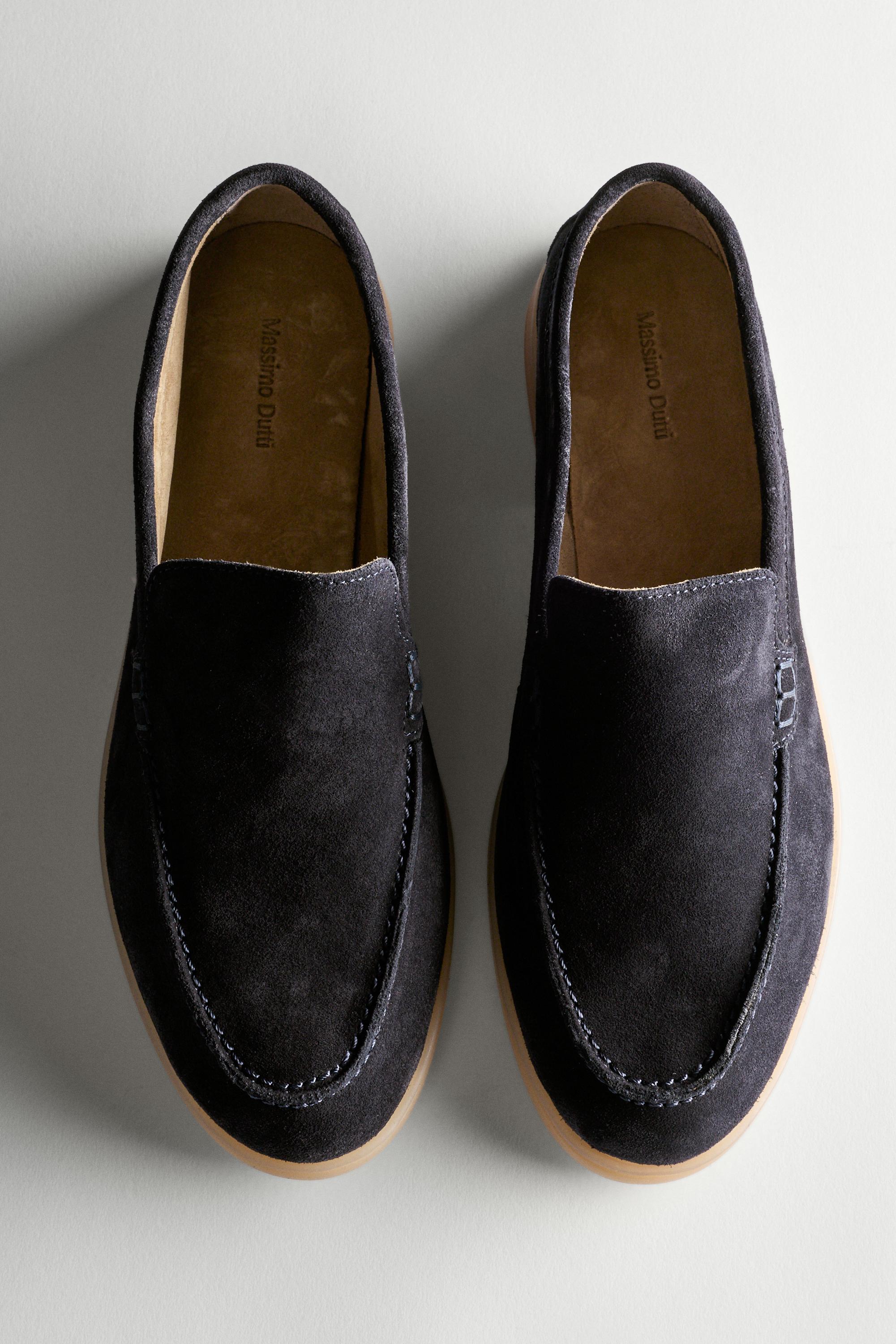 Split leather loafers — BLUE